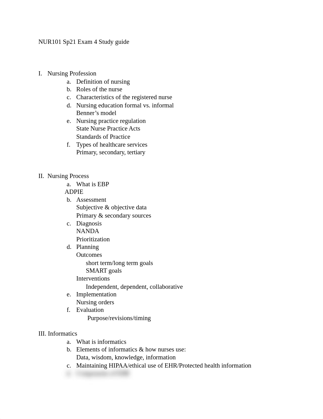 Nur 101 Sp21 Exam 4 Study guide.docx_dqlfjm4u5ul_page1