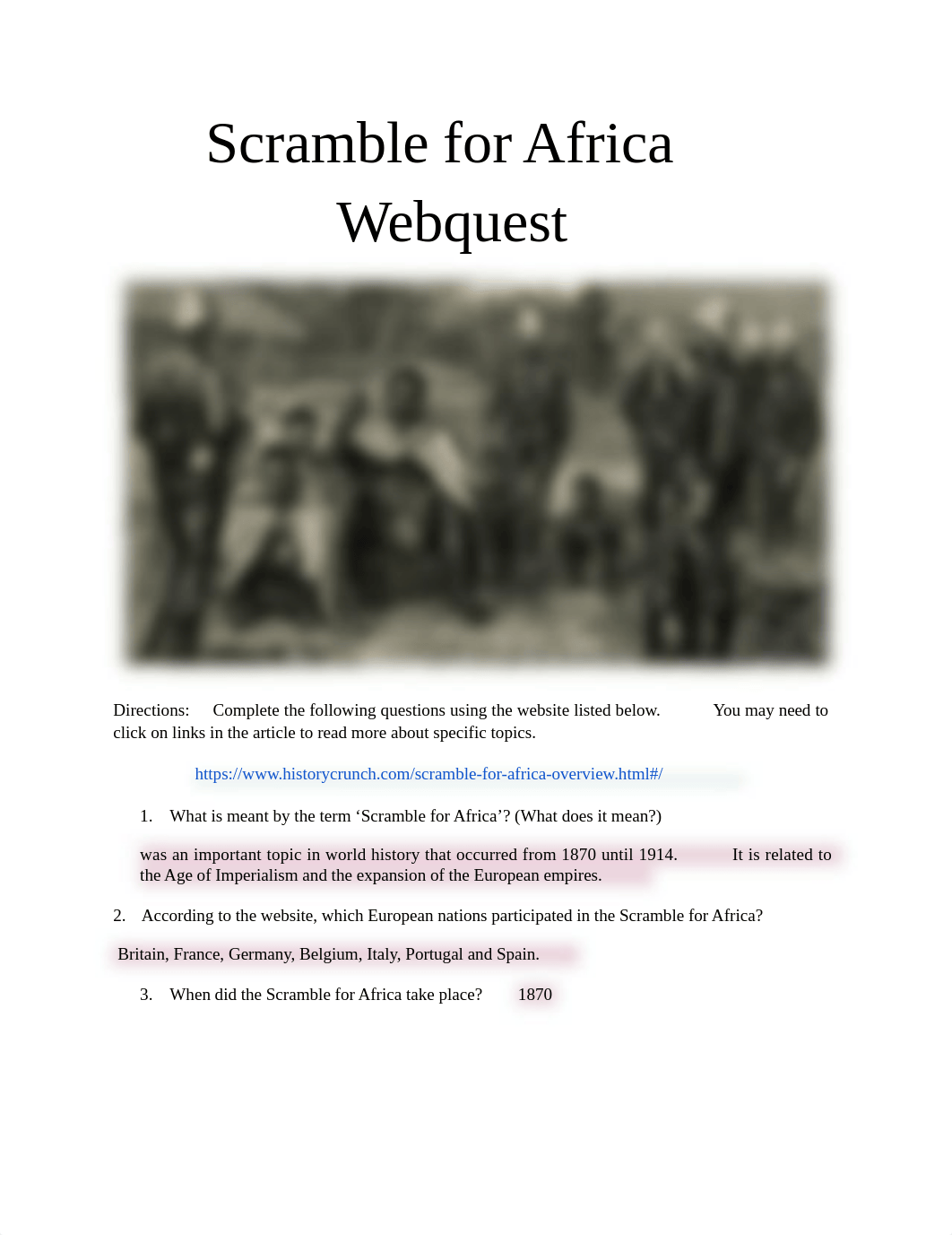 KAMILLA BEARD - 2023 Scramble for Africa Webquest.docx_dqlp5d4q7t0_page1