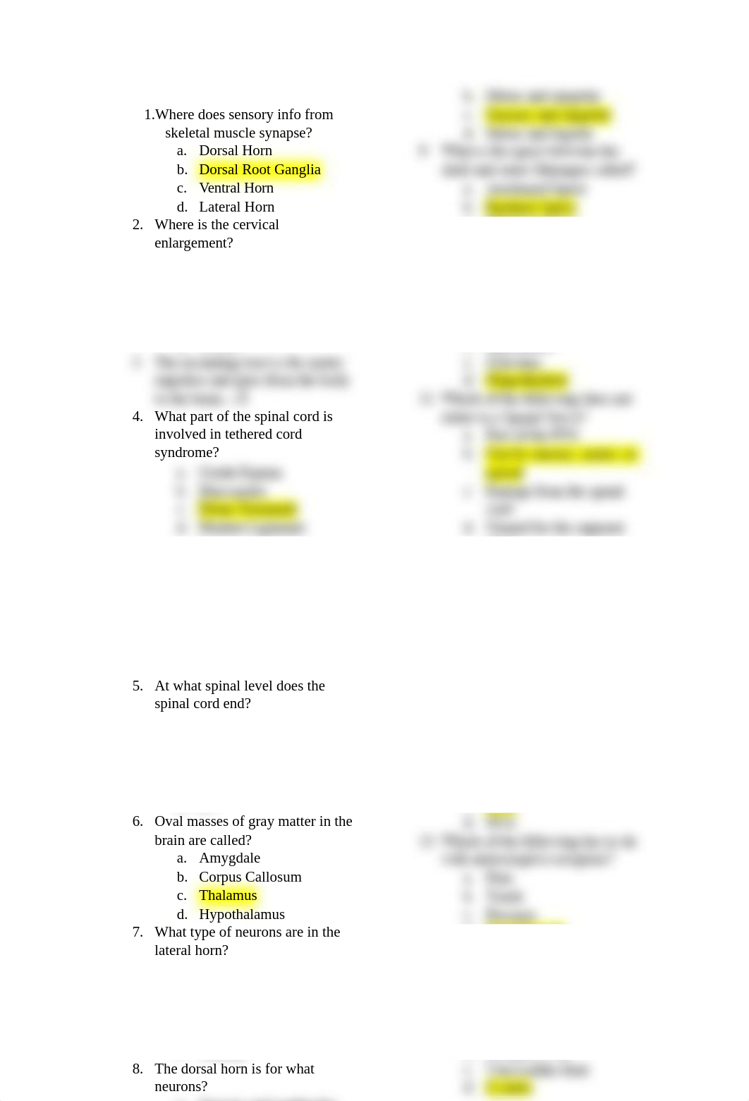 ANAT 1607 Spinal Anatomy - Practice Test 3 (Answers Highlighted)_dqme42ppk82_page1