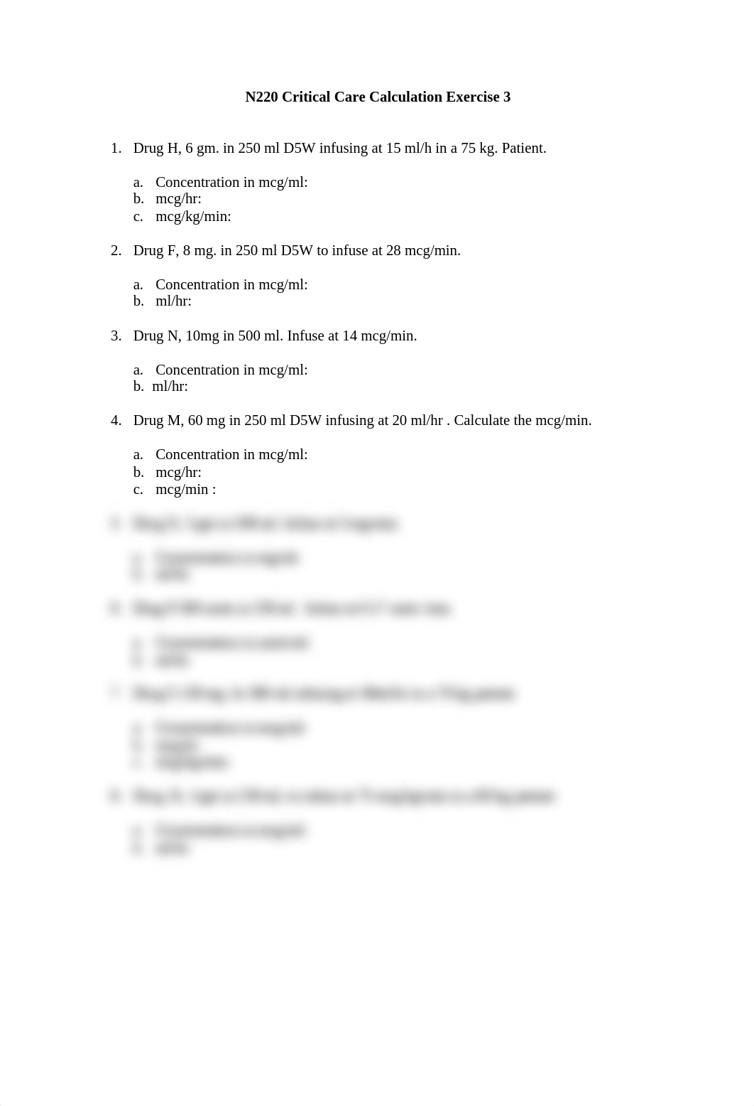 N220 Critical Care Calculation Exercise 3.doc_dqmxjnmonhu_page1