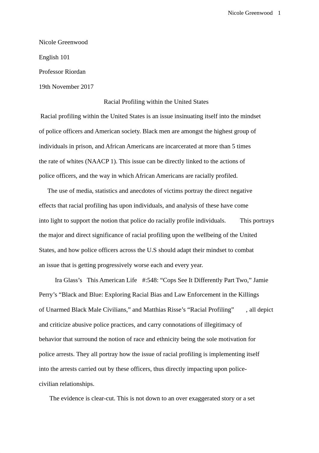 Racial Profiling within the United States' Police force. FINAL EDIT..docx_dqn30pfw1dg_page1