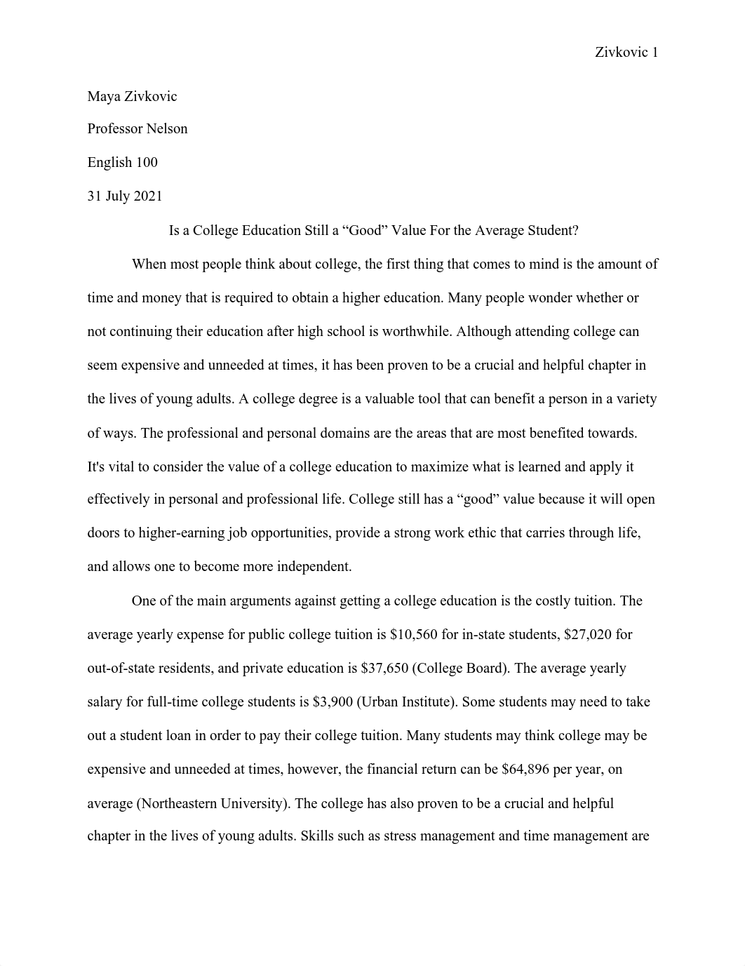 Essay 2- The Value of a College Education (Argument).pdf_dqnymbhrhck_page1