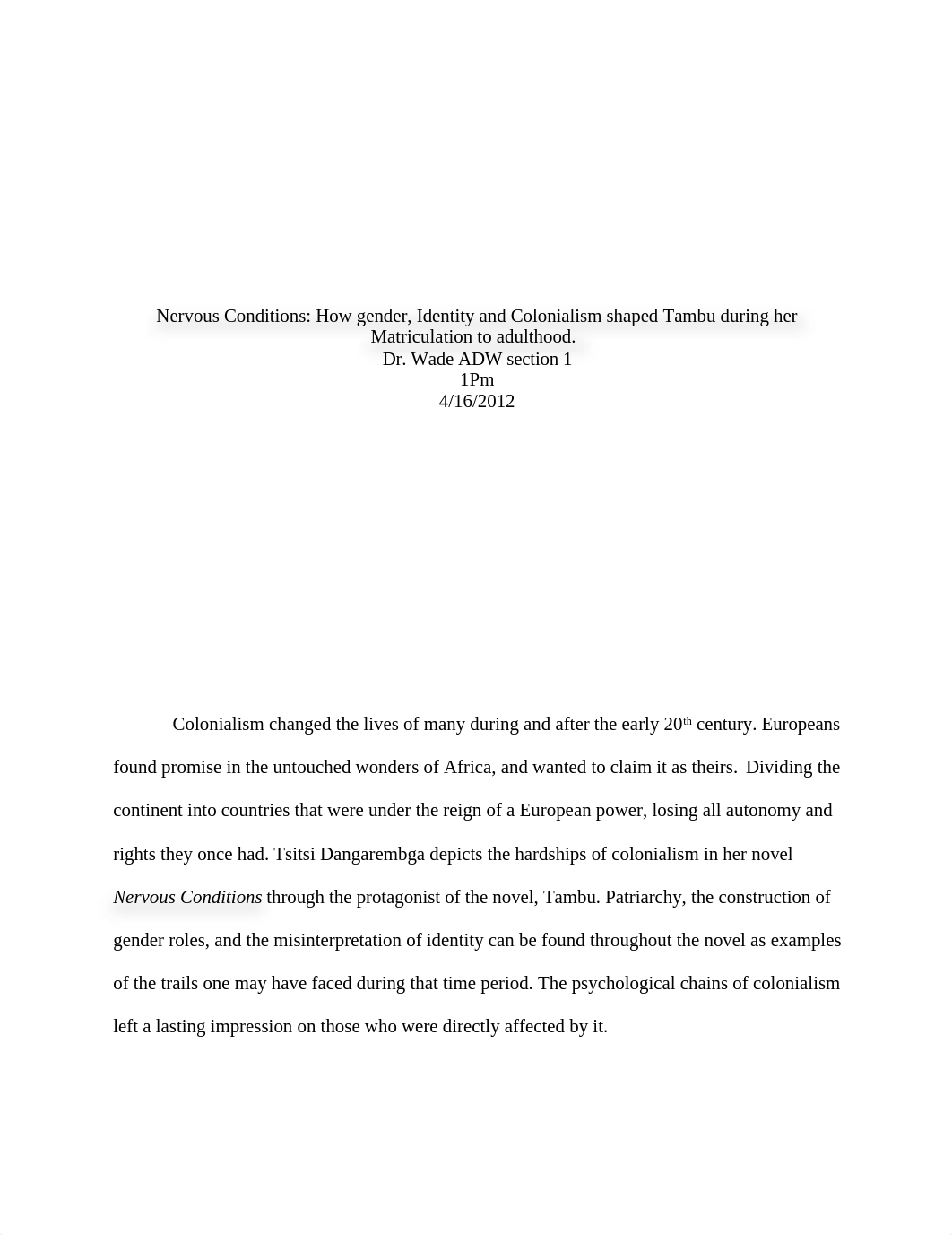 Nervous Conditions Adw Paper two Second semester_dqo85q75467_page1