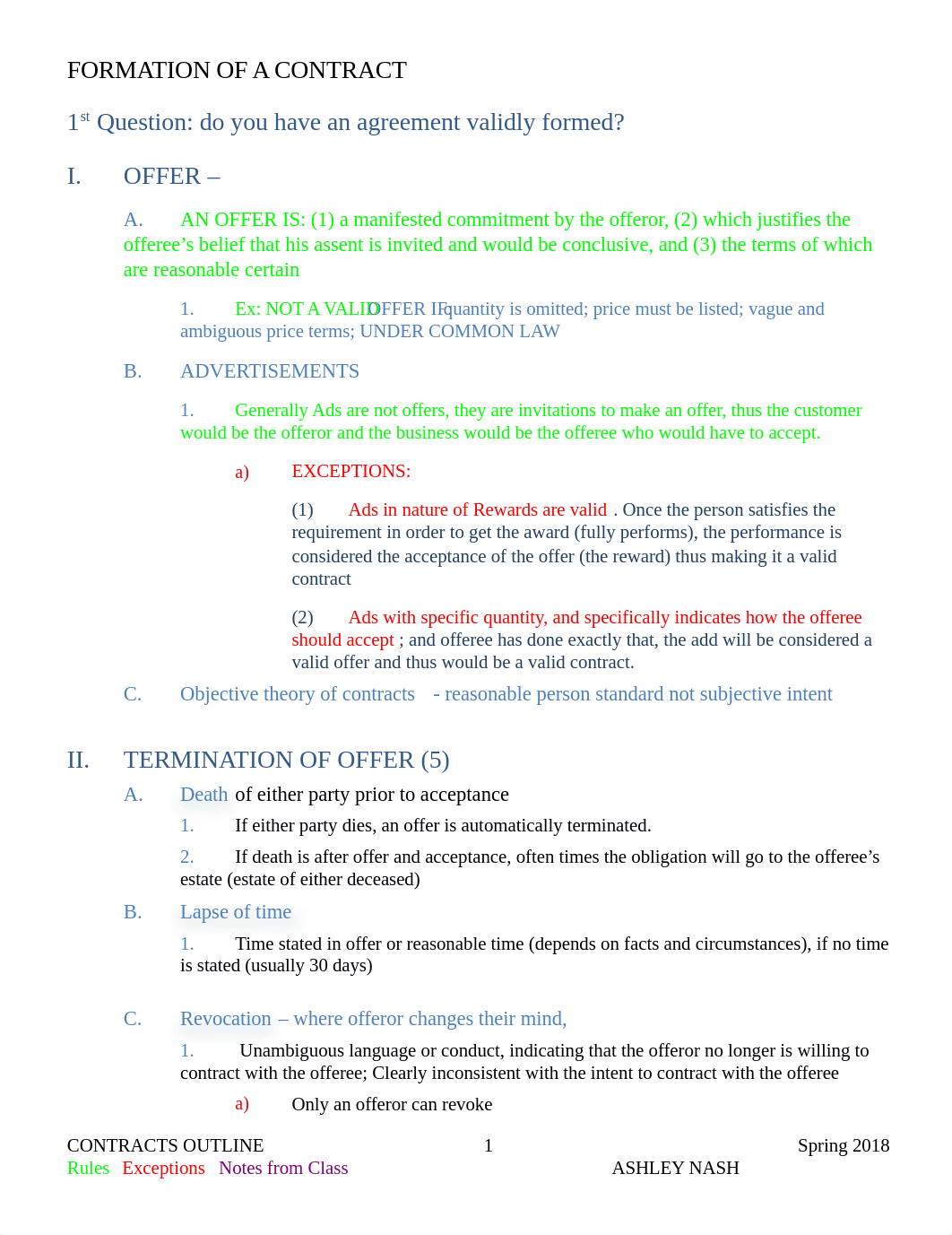 Formation of Contract - Offer Acceptance Termination Cinsideration Alternatives.docx_dqojks23zif_page1