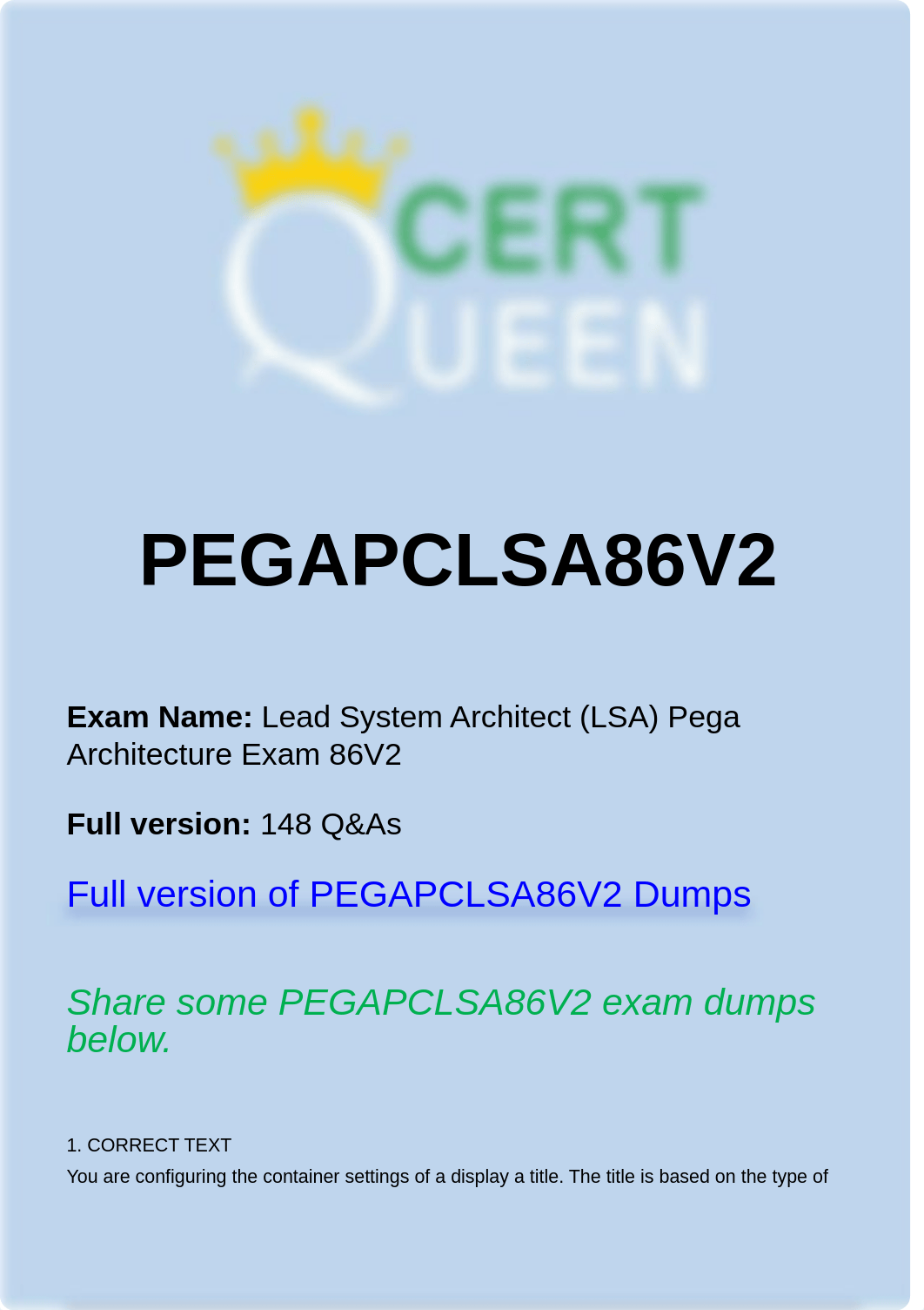 Pega LSA Architecture PEGAPCLSA86V2 update questions.pdf_dqph2nfvj72_page1