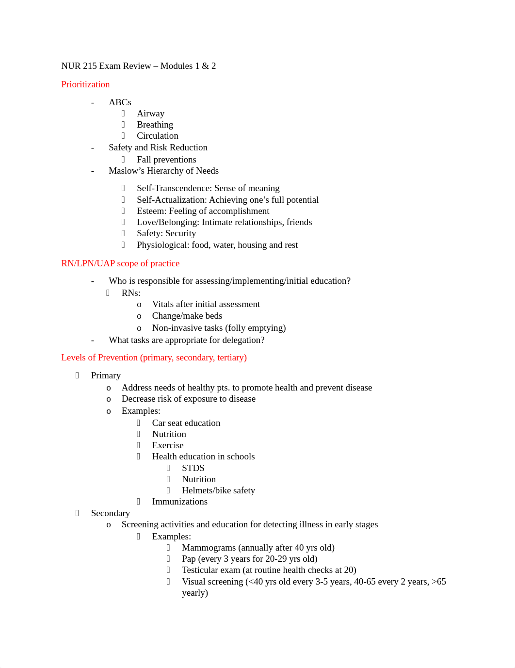 NUR 215 Exam Review - Modules 1 & 2.docx_dqpzdw91kdz_page1