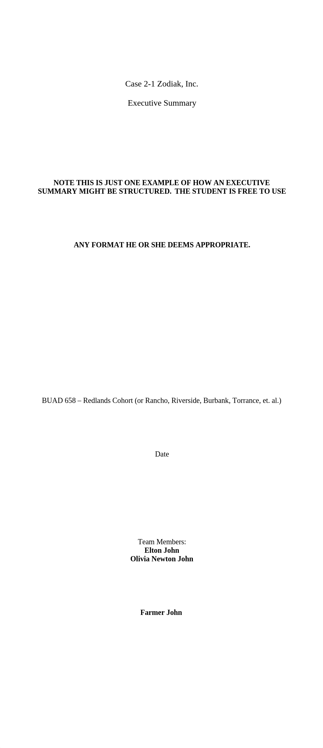 BUAD 658 Case 2-1 Sample Executive Summary_dqq545197c3_page1