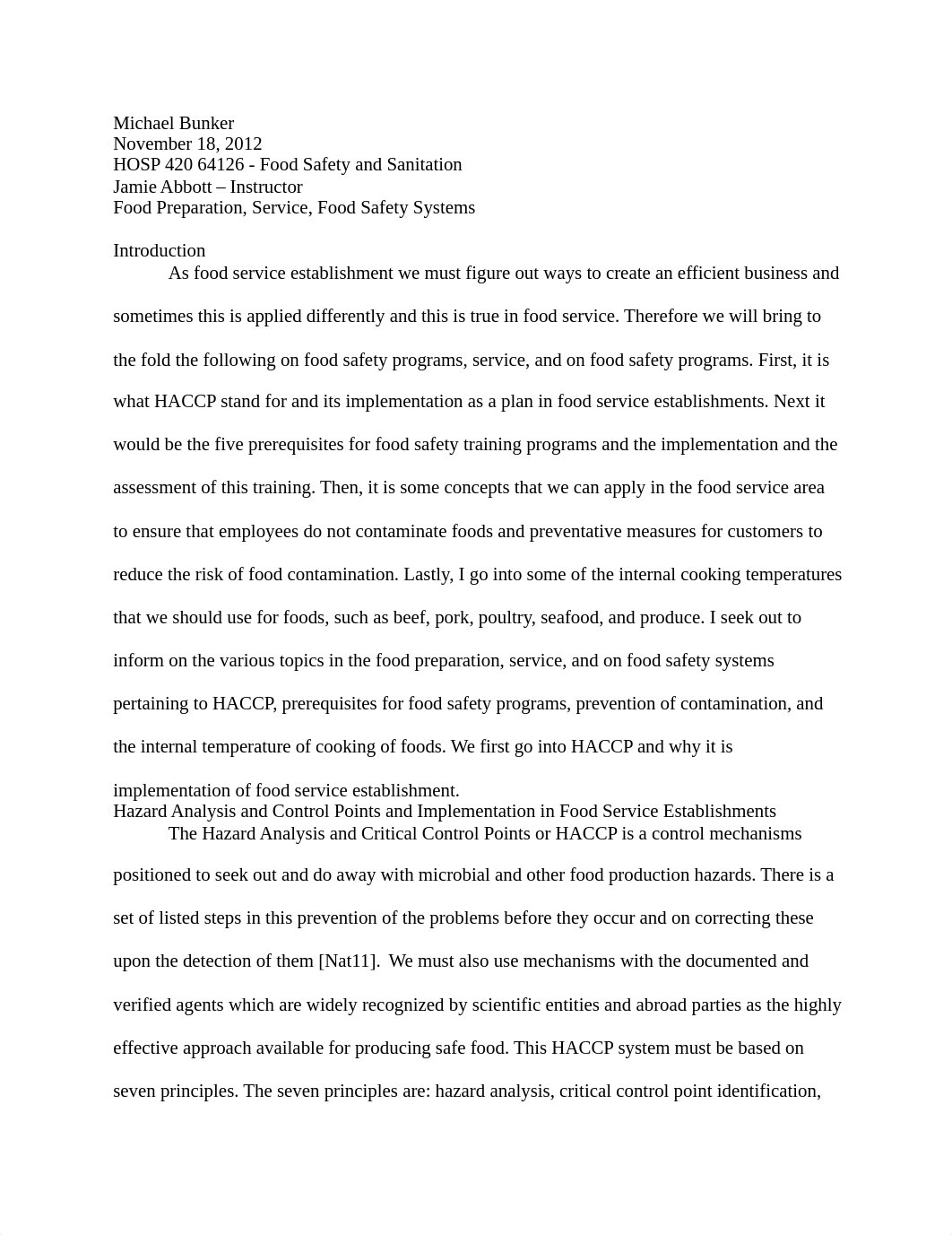 Food Preparation Service and Food Safety Systems Michael Bunker_dqquibjffo2_page1