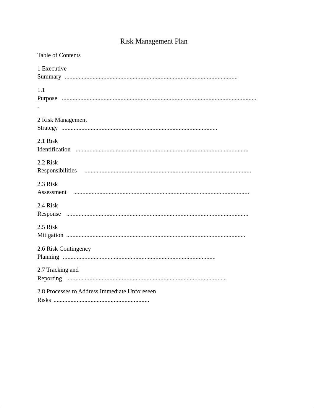 Arrakeen Technologies Risk Management Plan_dqrfeorzwbs_page1