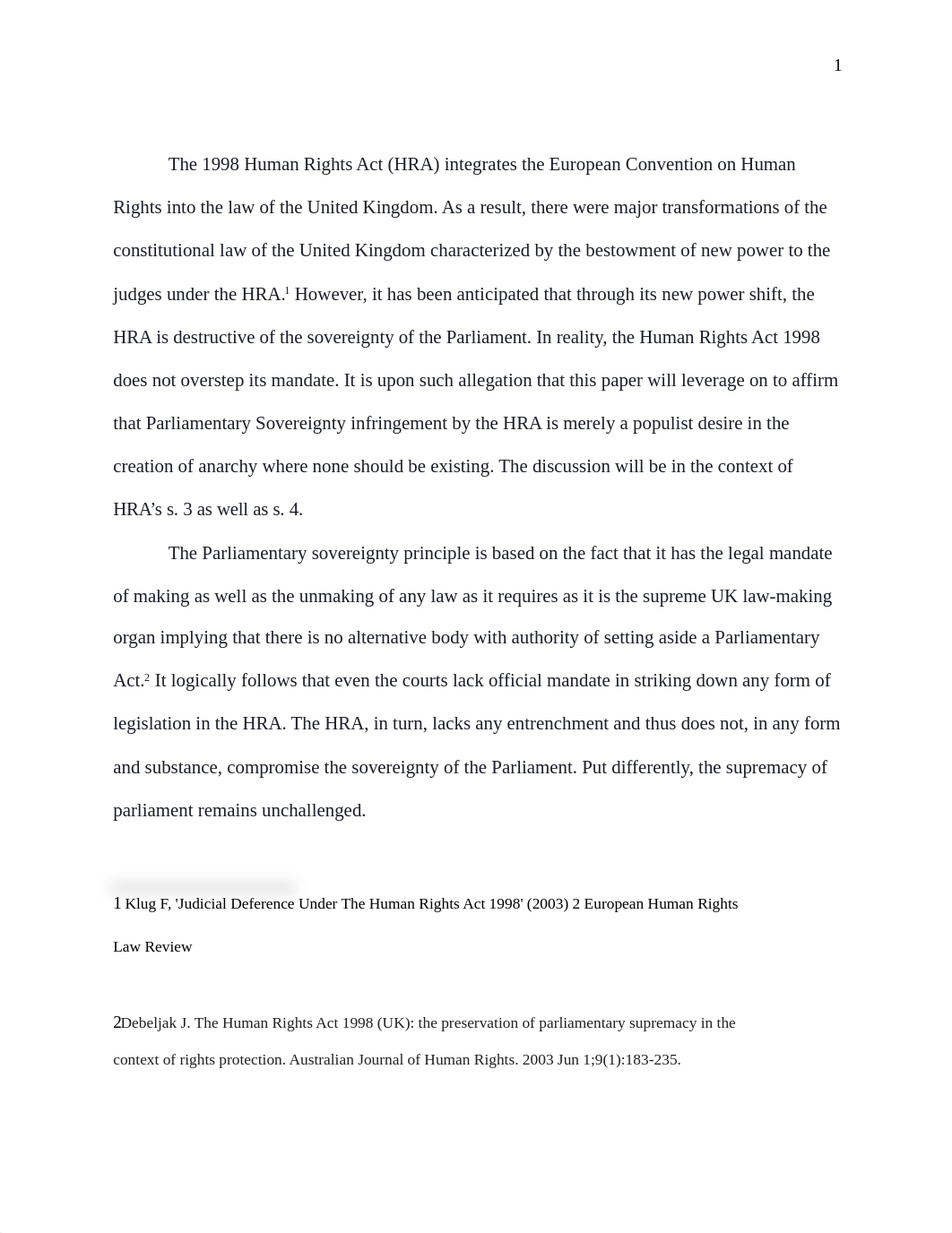 the impact of ss.3 and 4 of the HRA 1998 on parliamentary sovereignty.docx_dqrhbqh2ot7_page2