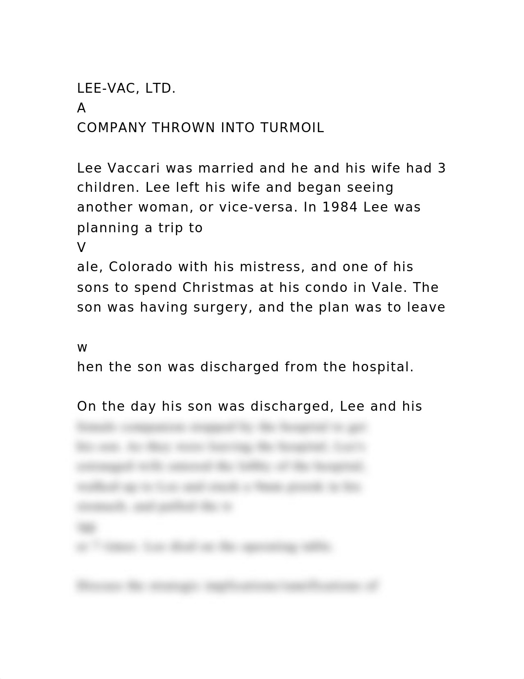 LEE-VAC, LTD. A COMPANY THROWN INTO TURMOIL Lee Vaccari was .docx_dqsn6exok1y_page2