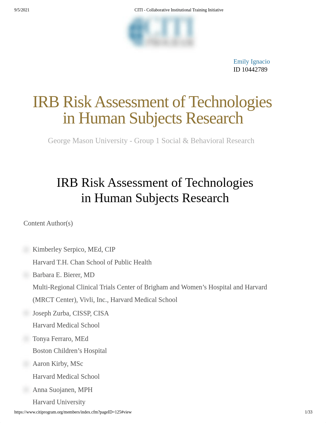 1 Module CITI - Collaborative Institutional Training Initiative.pdf_dqstlghqexq_page1