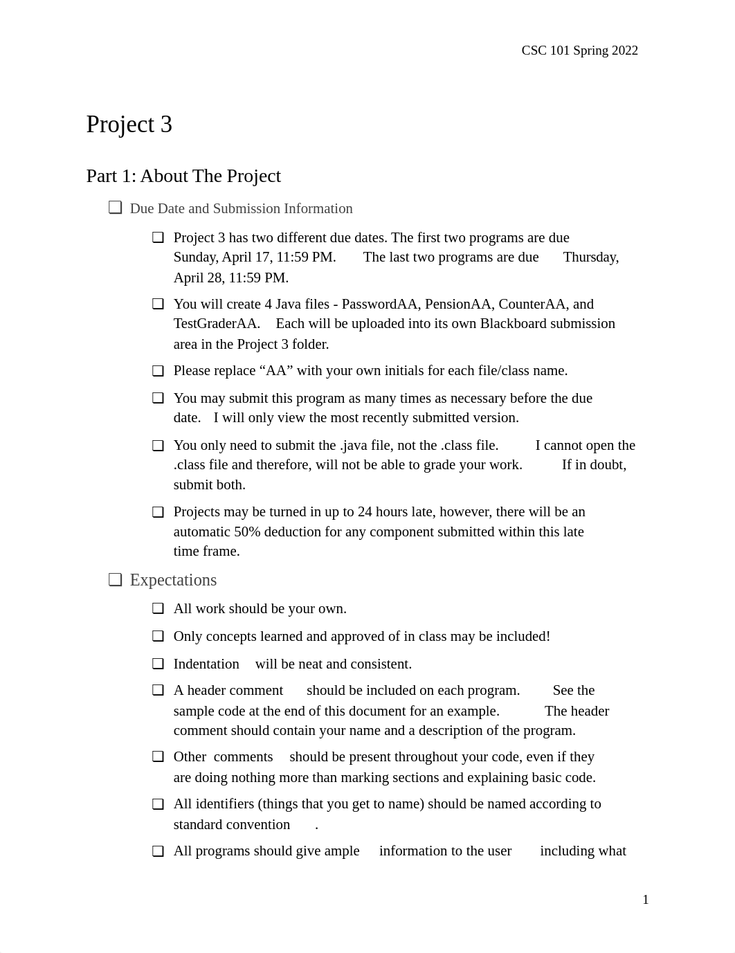 CSC 101 Project 3 Spring 2022 (1).pdf_dqswf3xlnof_page1