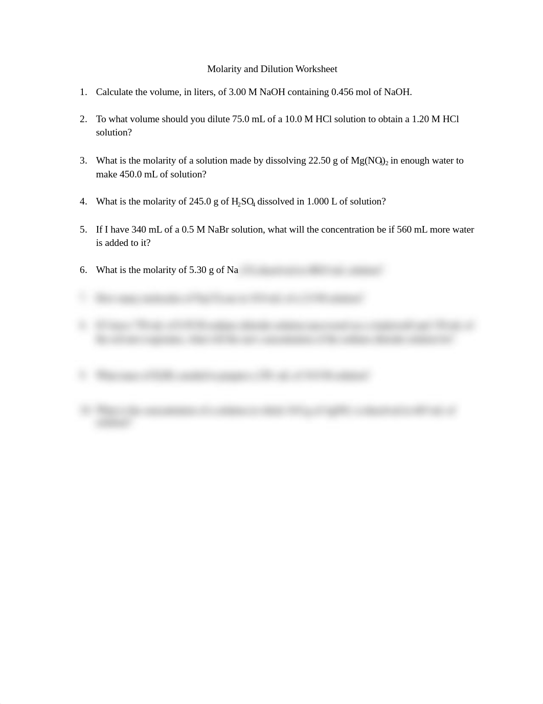 Molarity and Dilution Worksheet.pdf_dqsyd8go7jo_page1