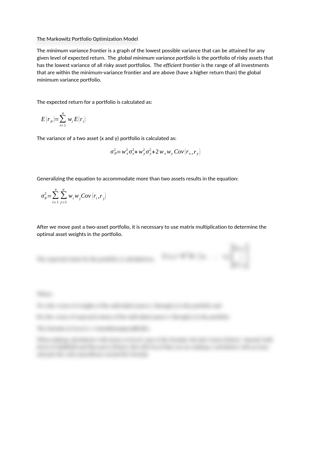 The Markowitz Portfolio Opimitization Model.docx_dqt4pbgkqnk_page1