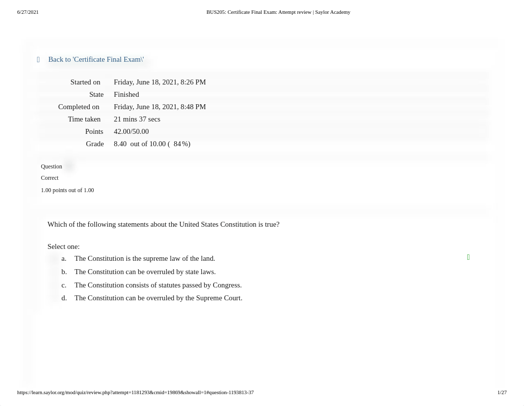 BUS205_ 7Certificate Final Exam_ Attempt review _ Saylor Academy.pdf_dqubnbh2ynb_page1