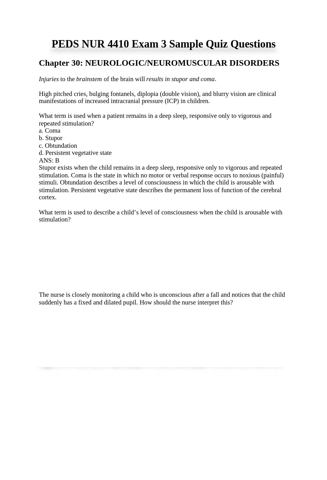 PEDS NUR 4410 Exam 3 Sample Quiz Questions.docx_dqux23g3ah1_page1