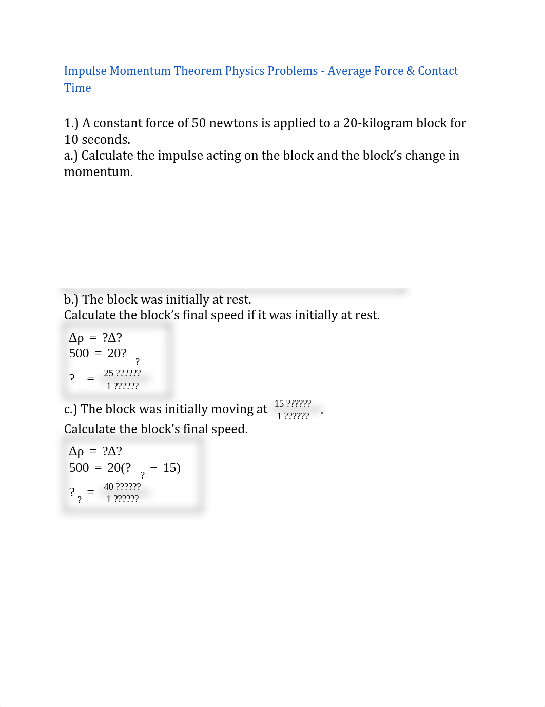 Impulse Momentum Theorem Physics Problems - Average Force & Contact Time _ 1 Example Problem.pdf_dqv8lcnyu5o_page1