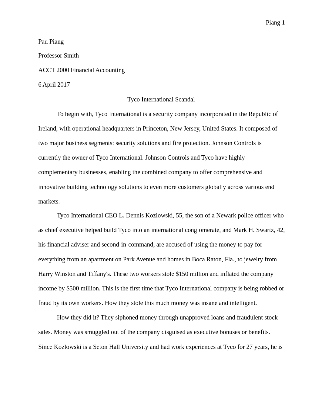 Tyco Scandal Fraud Essay.docx_dqvnb56nvan_page1