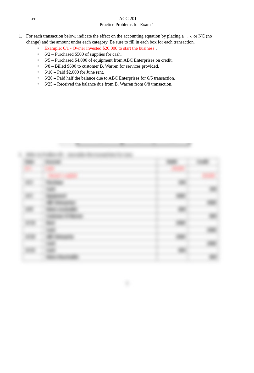 ACC 201 Review Problems for Exam 1.docx_dqwlmxhrfej_page1