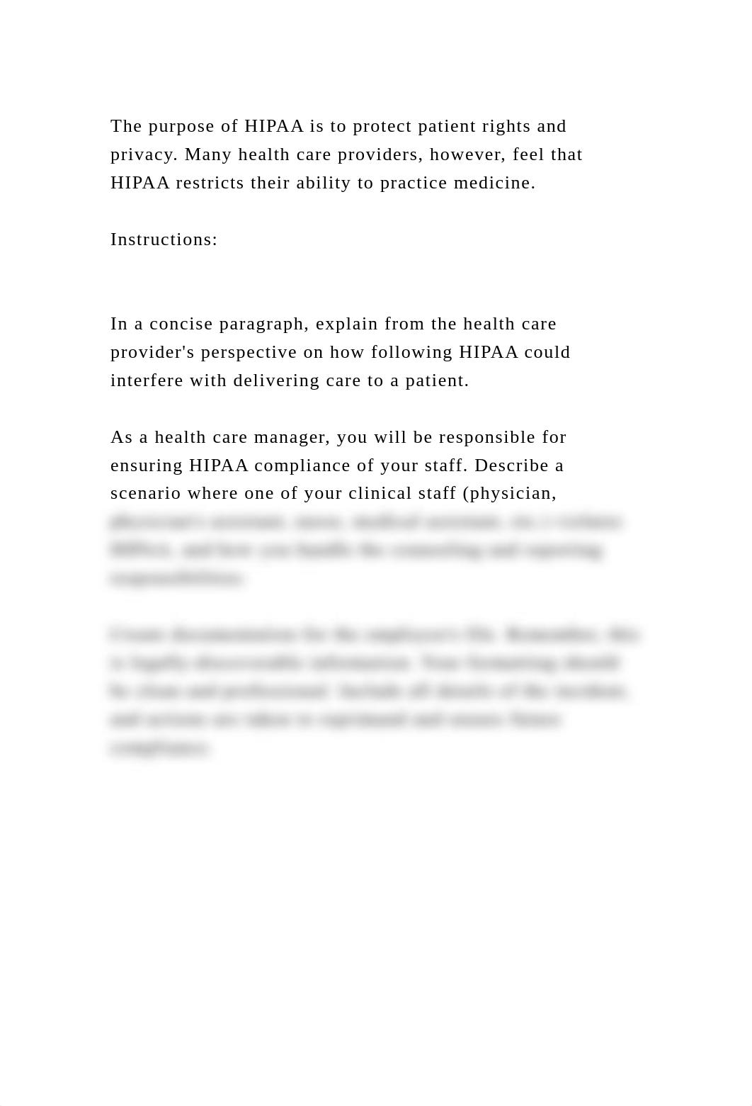 The purpose of HIPAA is to protect patient rights and privacy. Many .docx_dqwpmhgecn1_page2