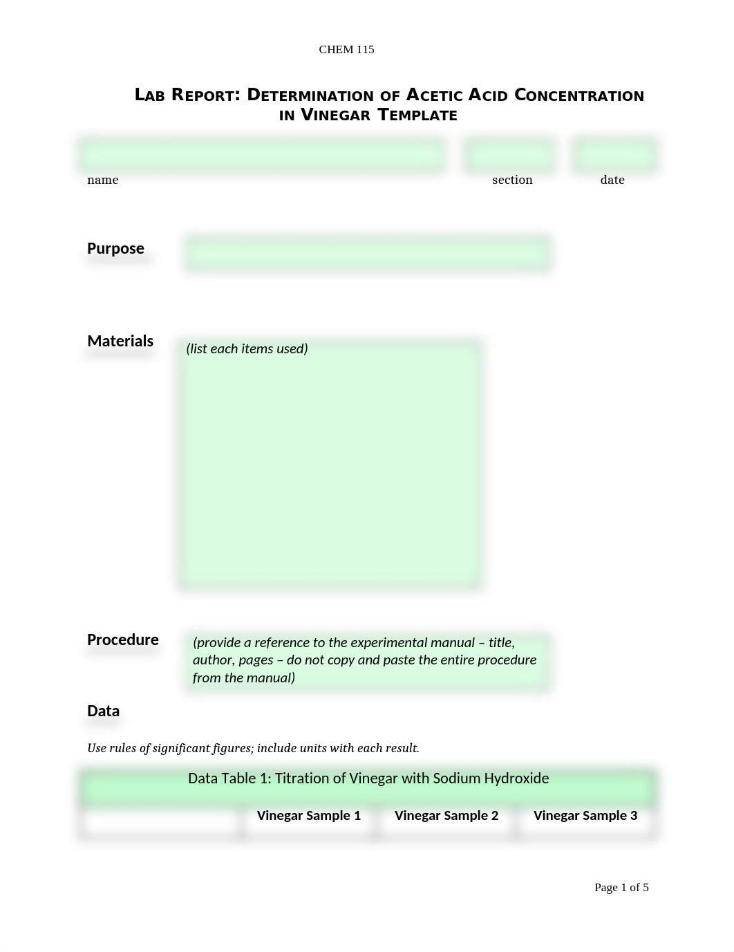 Lab Report Determination of Acetic Acid Concentration in Vinegar Template.docx_dqwuy6ubwx9_page1