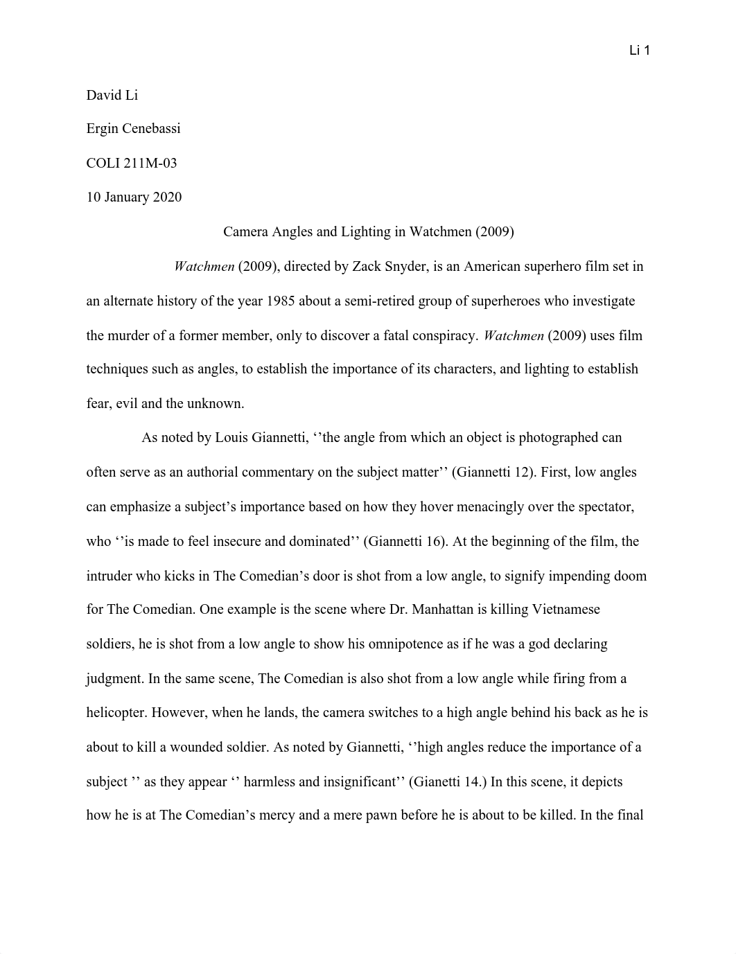 Response Paper 3_ Camera Angles and Lighting in Watchmen (2009).pdf_dqxx712phrx_page1