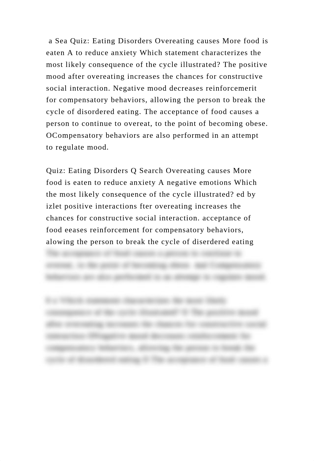 a Sea Quiz Eating Disorders Overeating causes More food is eaten A t.docx_dqydyupwsv9_page2