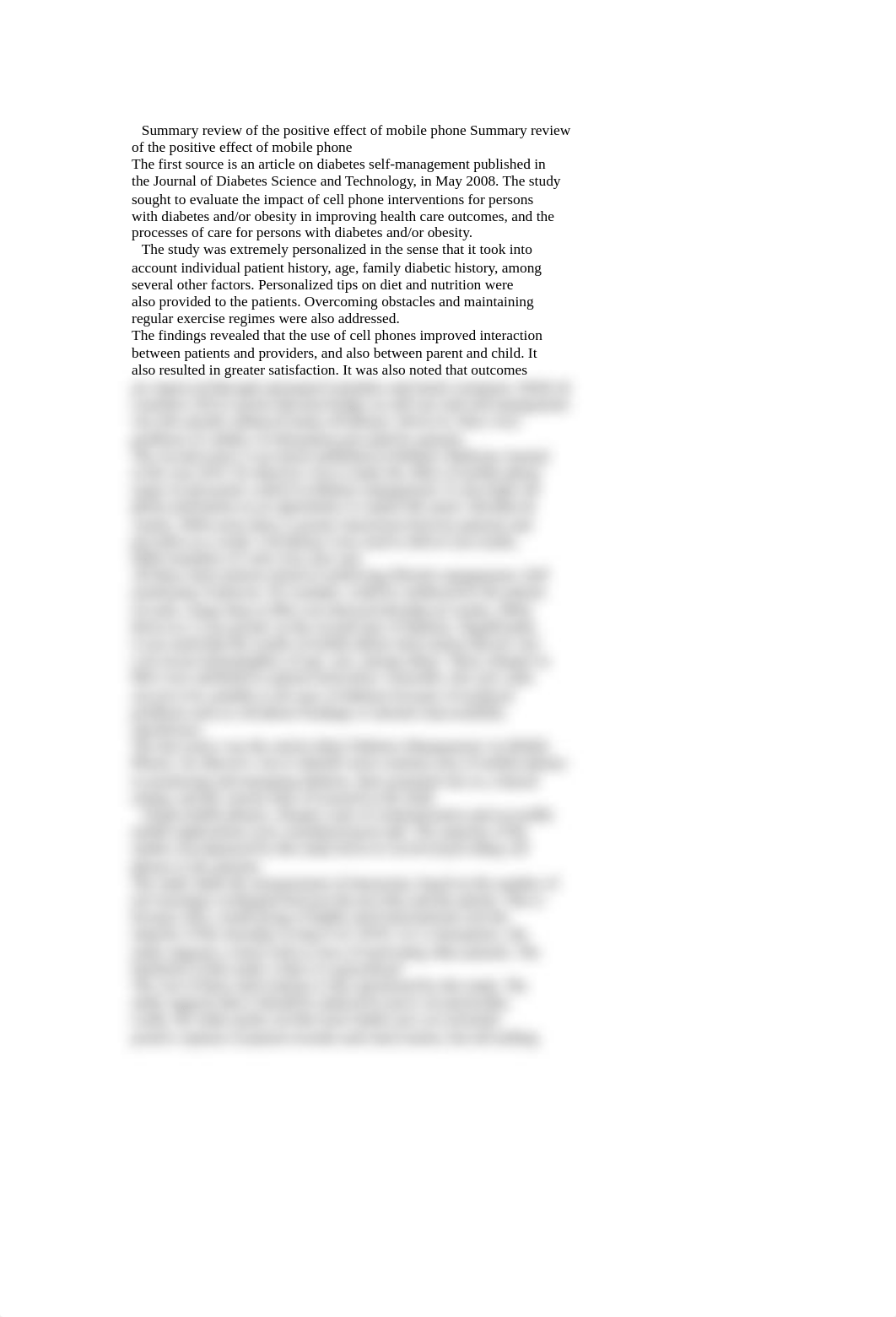 The positive effect of mobile phone (m-health) intervention in diabetes self-management essay.doc_dqyhxpcfjer_page1