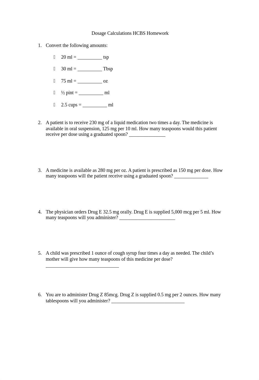 Dosage Calculations HCBS Homework. student version. updated 1.26.20.docx_dqyicwtqfwo_page1