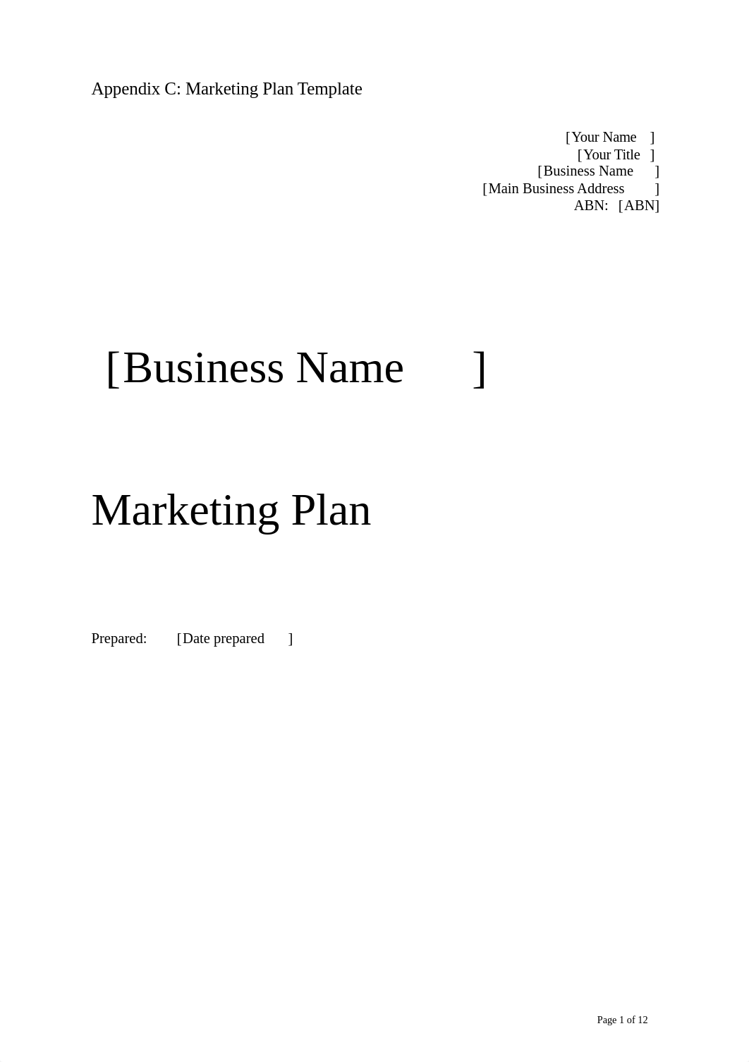 BSBMKG609 Appendix C Marketing Plan Template.docx_dqyidgxuui5_page1