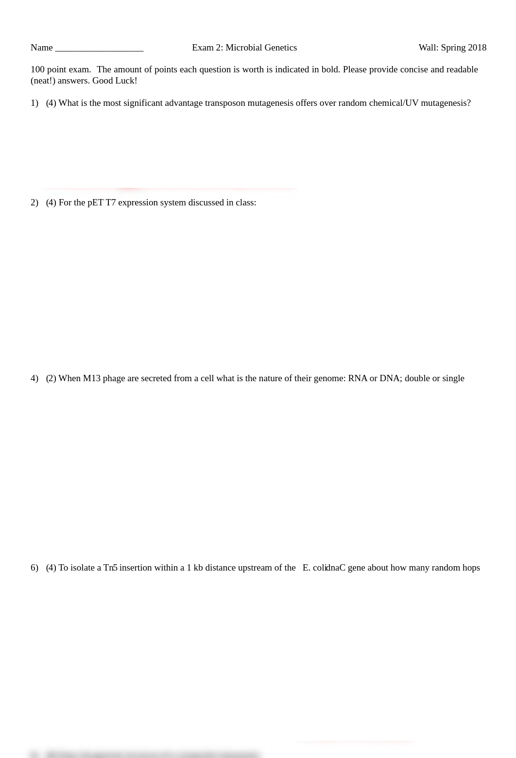 Microbial Genetics Exam 2 Answers.pdf_dqz8b02gf7z_page1