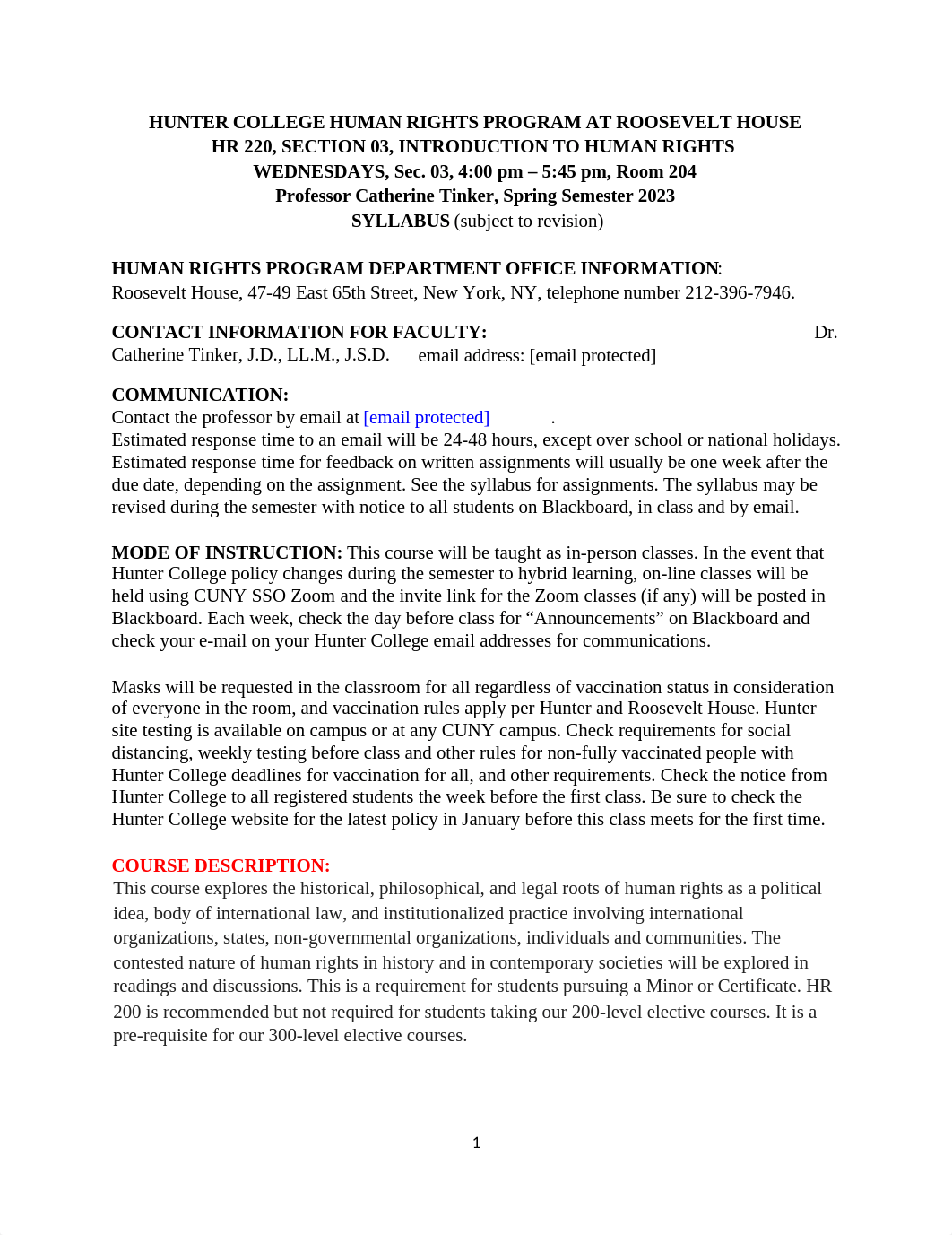 spring '23 syllabus Sec. 03 WEDNESDAYS INTRO TO HUMAN RIGHTS HR 200 post 1-18-23.docx_dr0002kgaug_page1