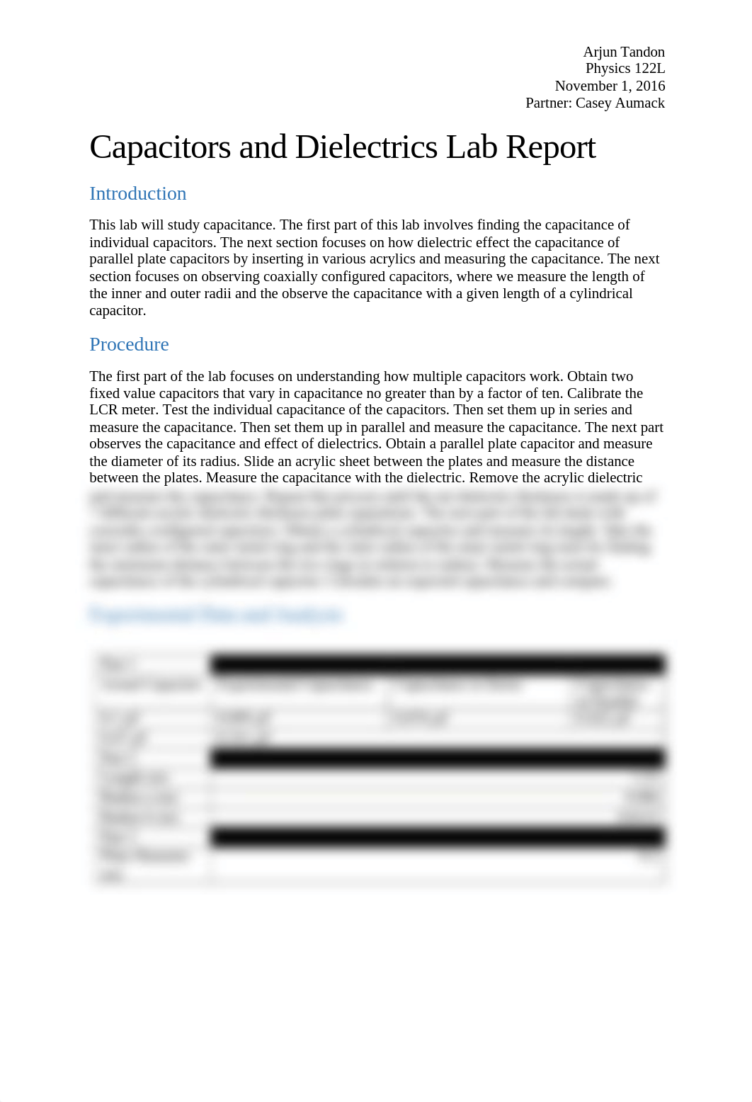 Capacitors and Dielectrics Lab Report_dr07ldbdwqz_page1