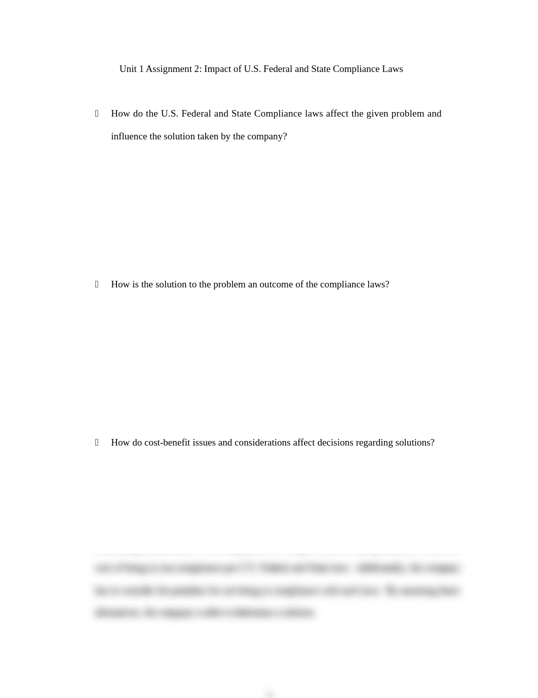 Unit 1 Assignment 2 Impact of U.S. Federal and State Compliance Laws_dr0h3i14zjo_page1