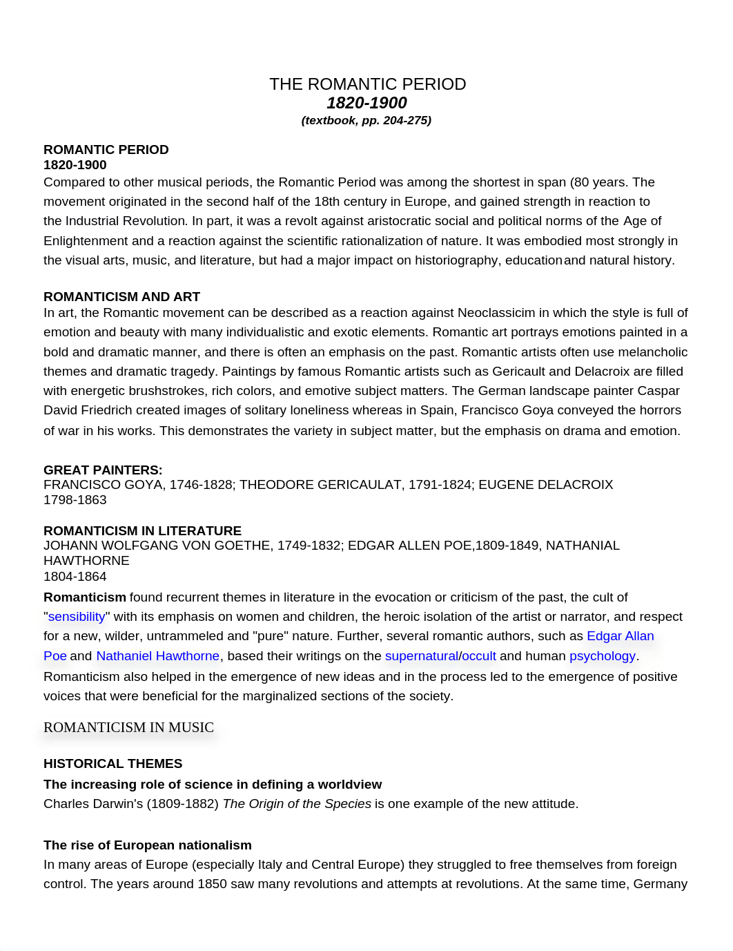 MUS100, CLASS NOTES Romantic Period_dr1e46bt383_page1