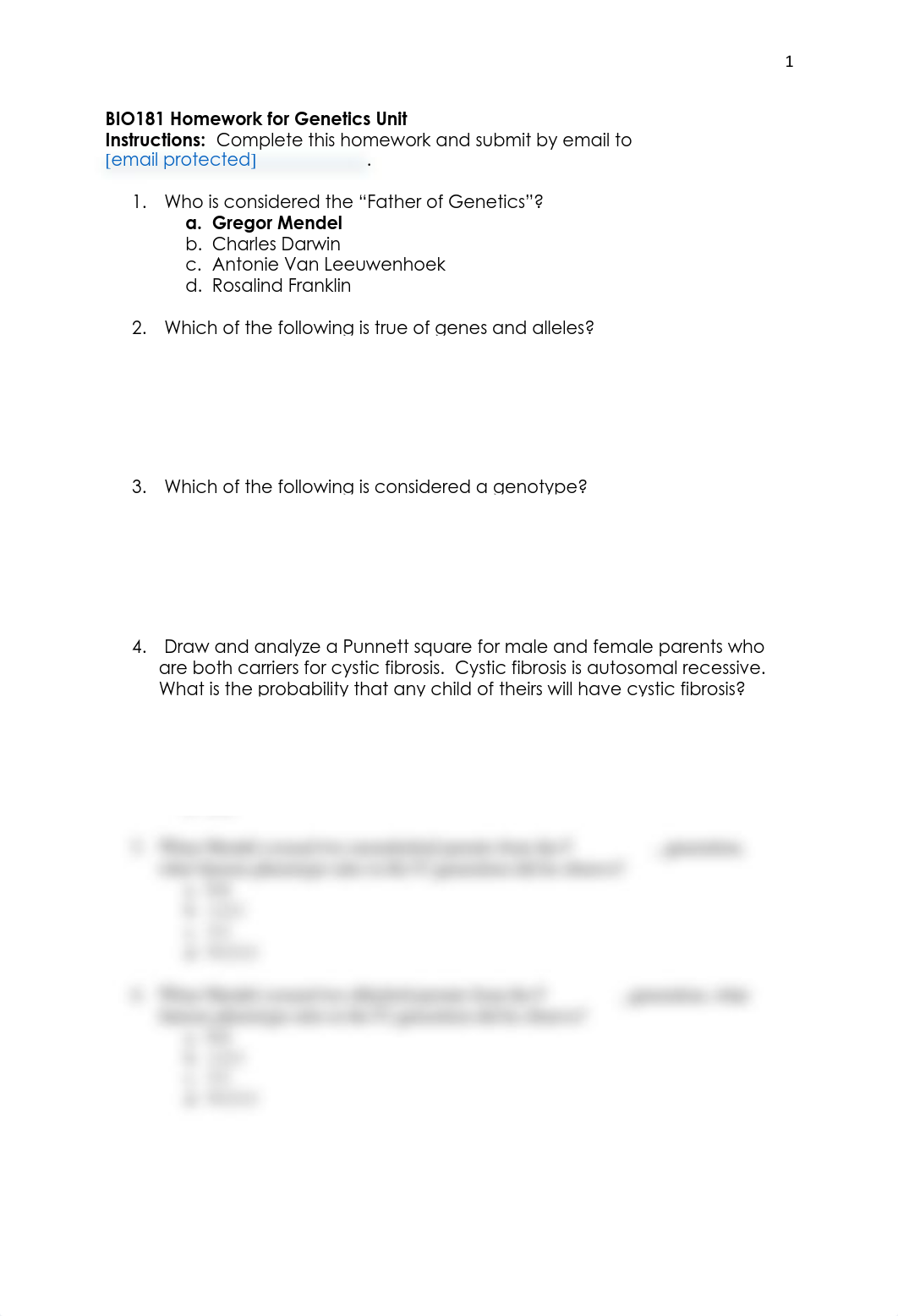 BIO181 Homework for Genetics Unit (1).pdf_dr2gurpakp6_page1