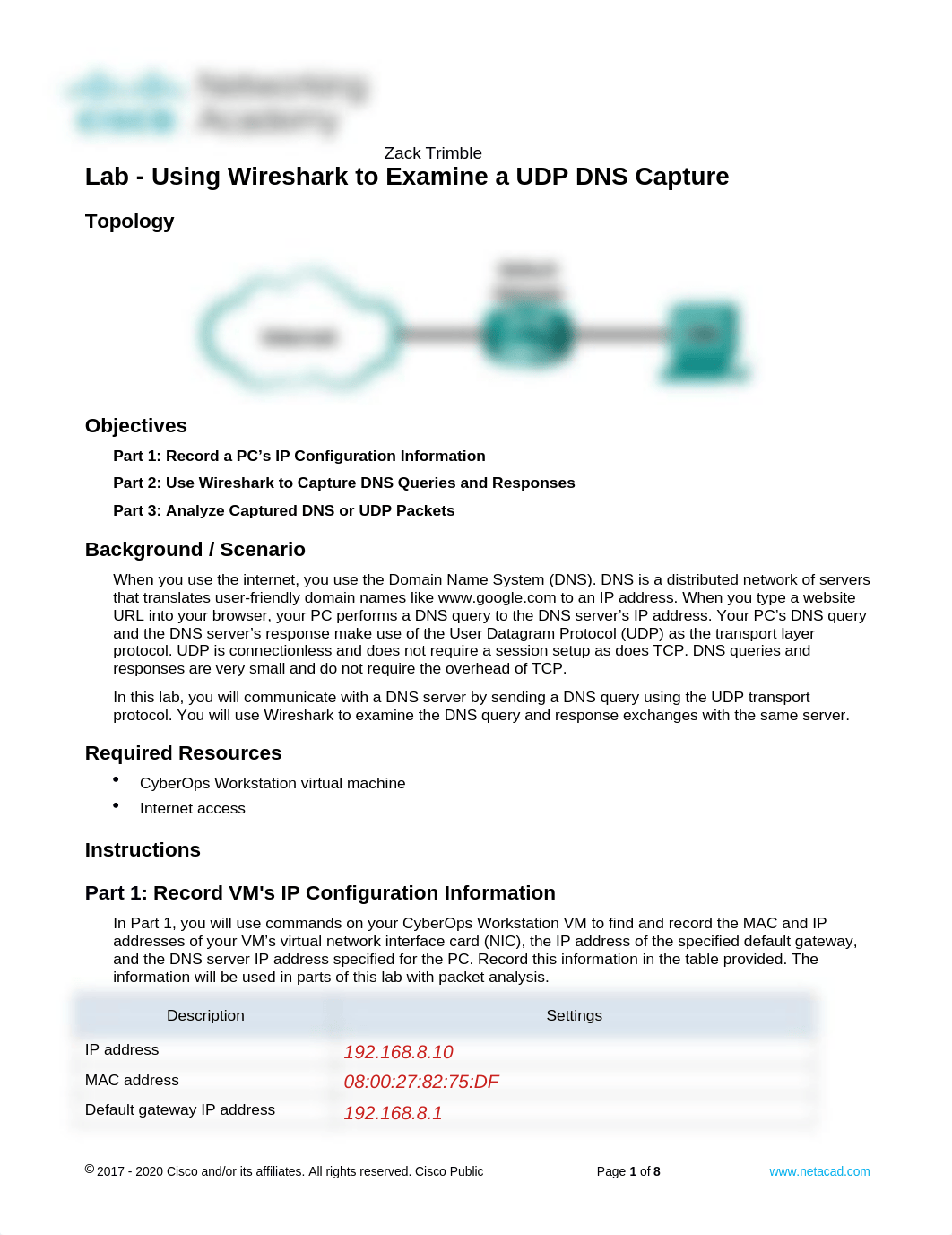 10.2.7 Lab - Using Wireshark to Examine a UDP DNS Capture.docx_dr2ikl6mm78_page1