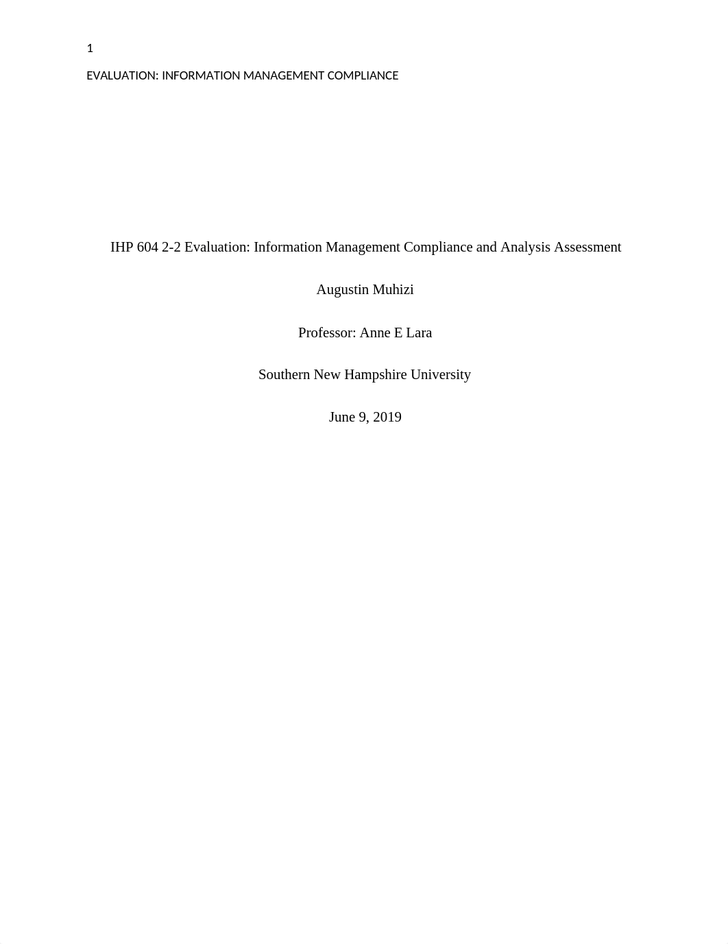 IHP 604 2-2 EVALUATION- INFORMATION MANAGEMENT COMPLIANCE.docx_dr54fr401i9_page1