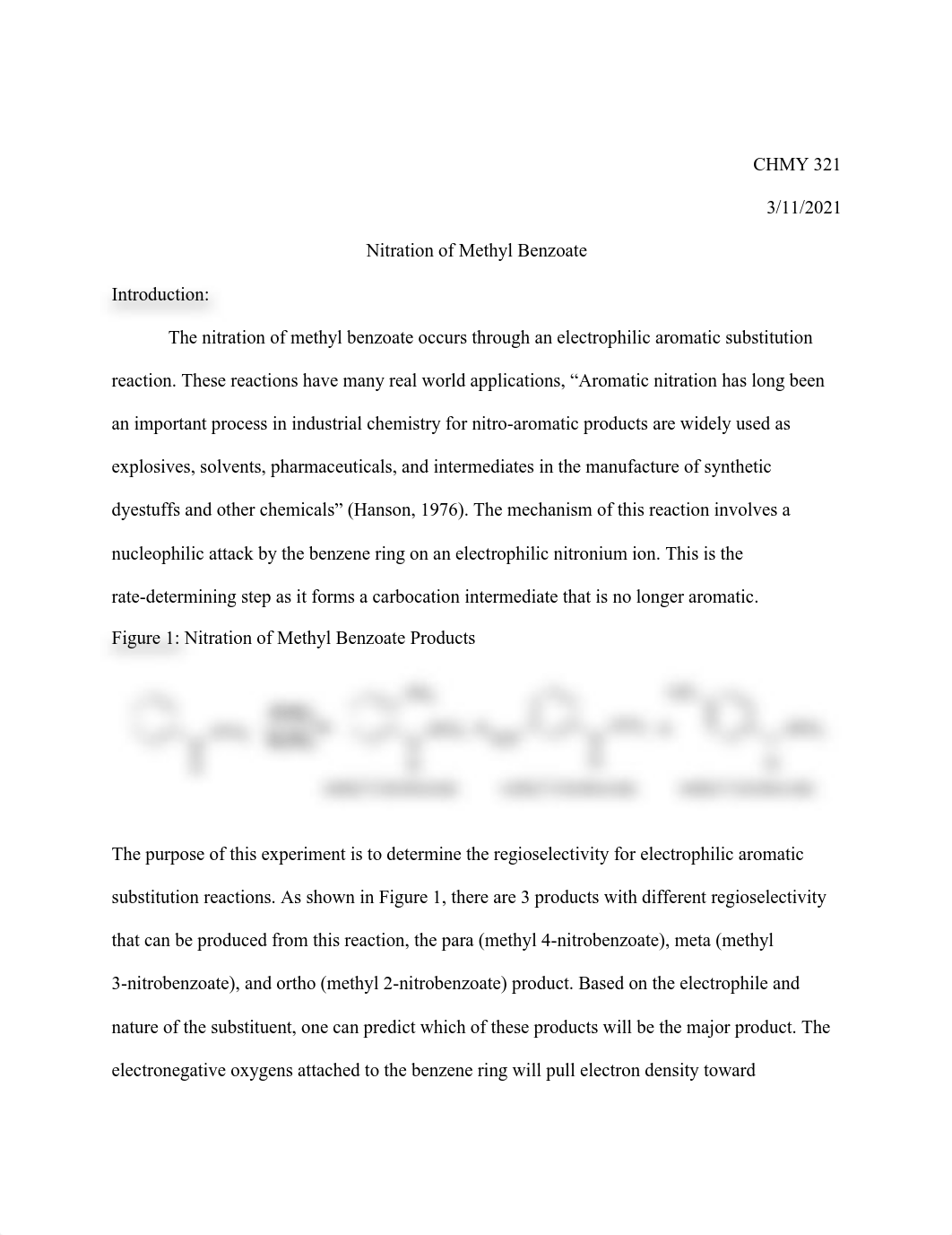 Nitration of Methyl Benzoate Lab Report (1).pdf_dr5b7j6husm_page1