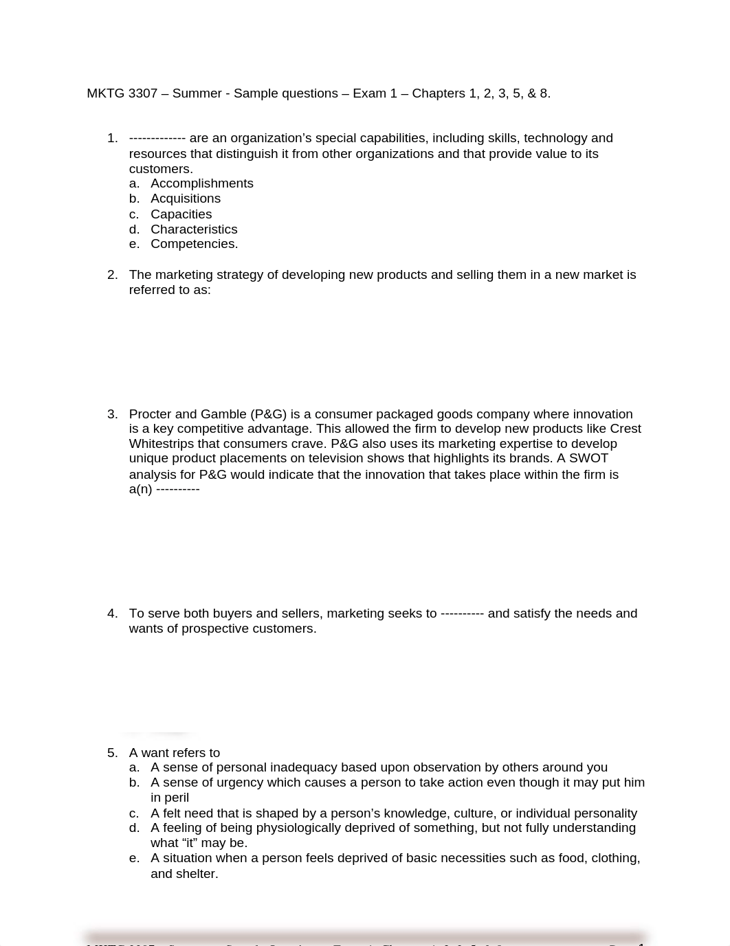 MKTG 3307 - SUMMER - Sample Questions Exam 1 - 1, 2, 3,5, 8_dr5cwzarisj_page1