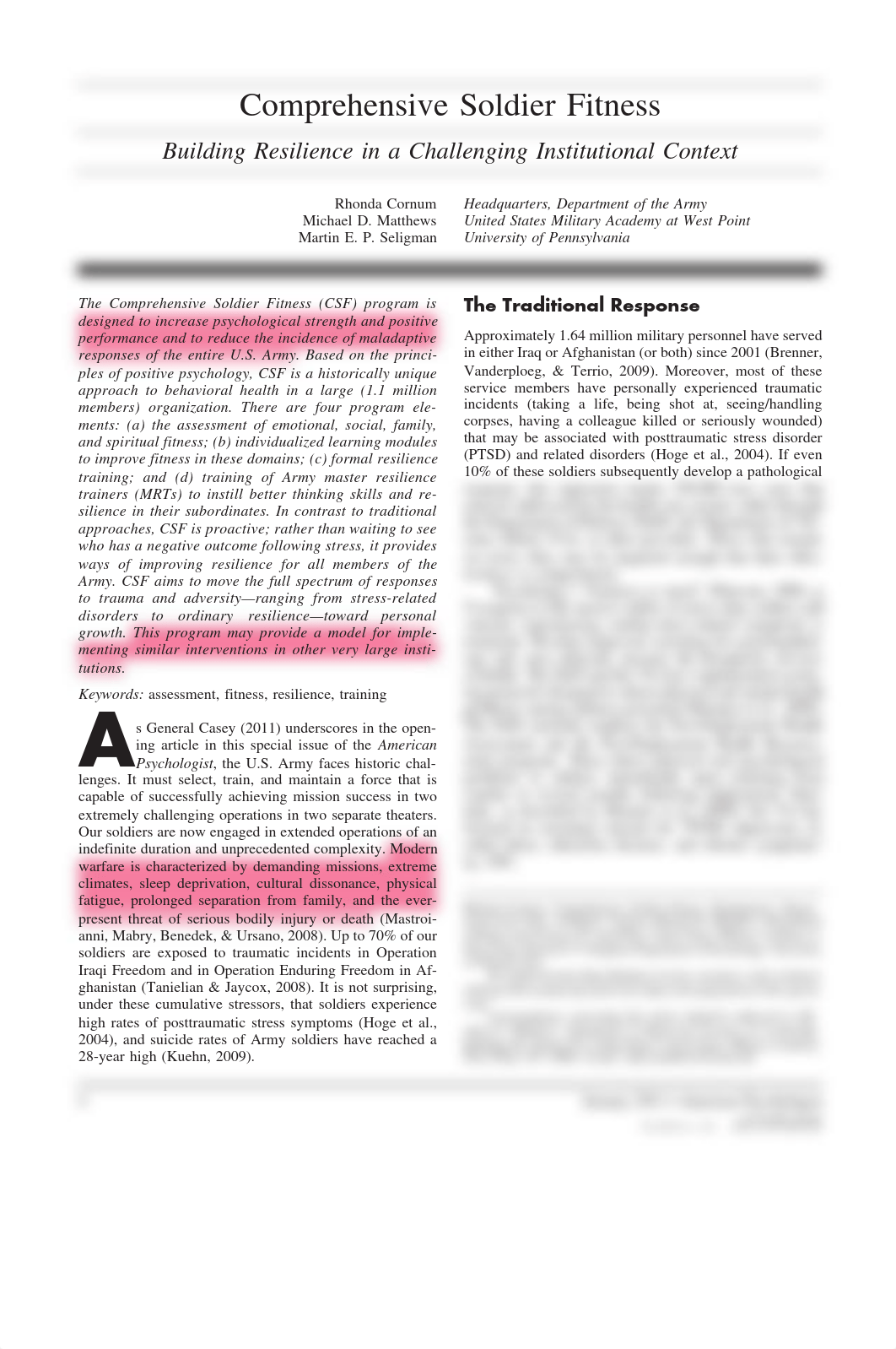 Cornum, Matthews  Seligman - Comprehensive soldier fitness - Building resilience in a challenging in_dr5tm28ds4k_page1