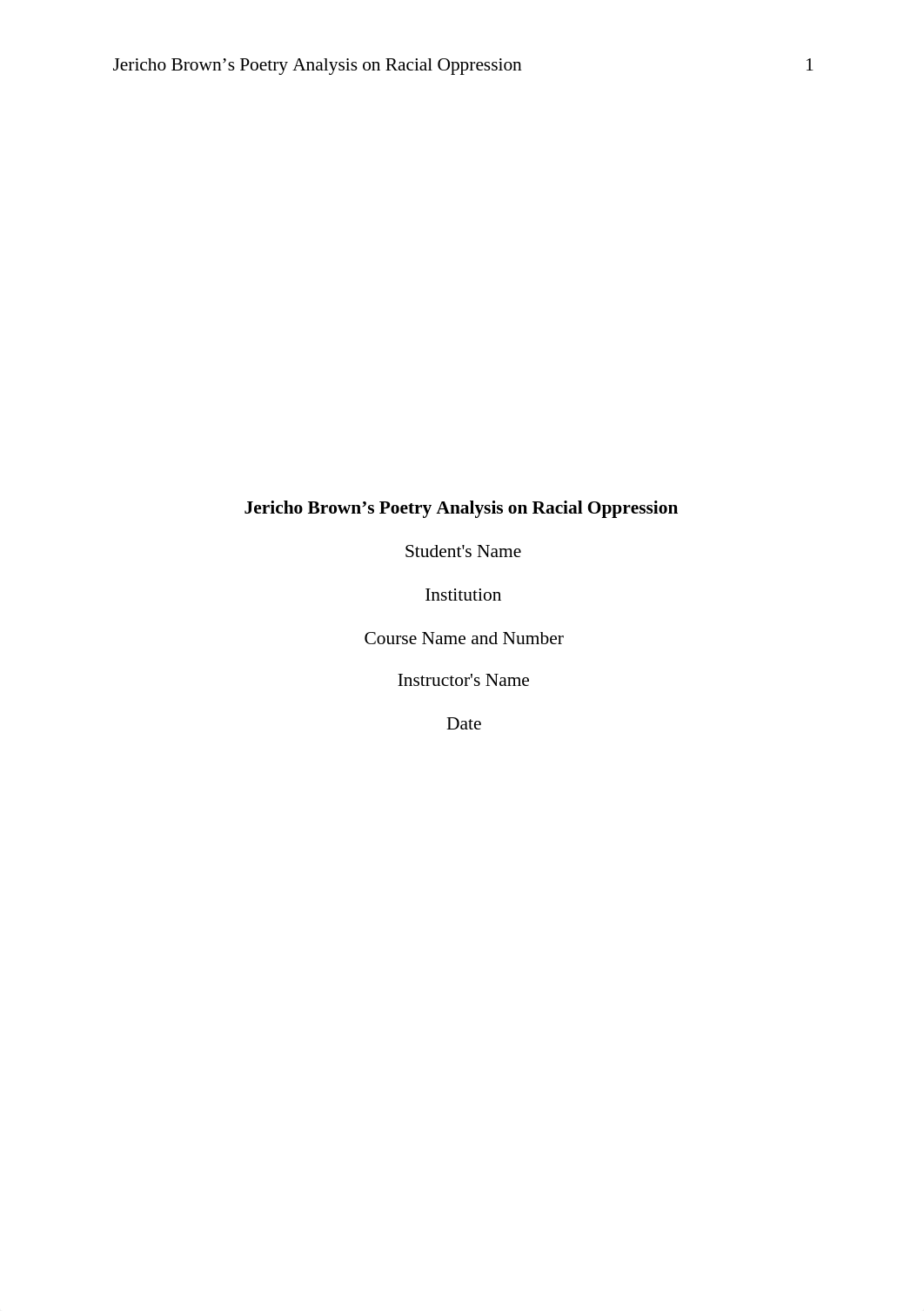 Jericho Brown's Poetry Analysis on Racial Oppression.docx_dr6cb2jlj8n_page1