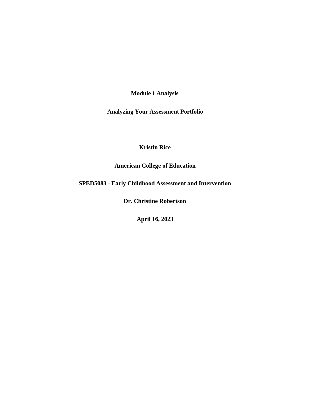 Rice Module 1 Analysis- Analyzing Your Assessment Portfolio.docx_dr79d23c0sv_page1