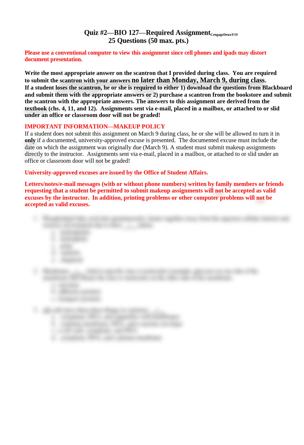 CengageDeux--Quiz #2(NEW----REALREAL) without Answers--Bio 127-------NEWNew.pdf_dr85uxuf6tw_page1