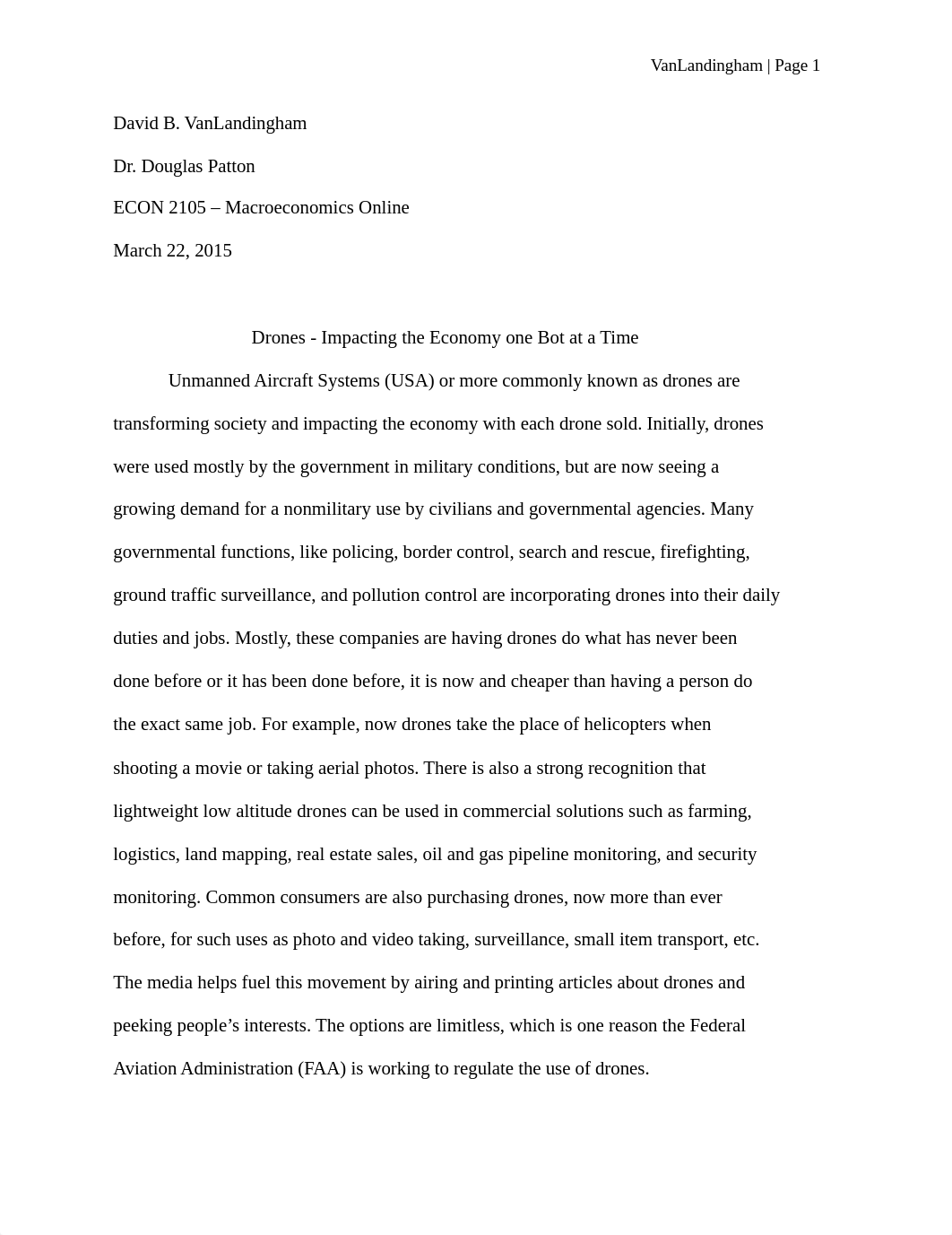 Drones - Impacting the Economy one Bot at a Time - DVanLandingham 032215_dr86yit81u7_page1