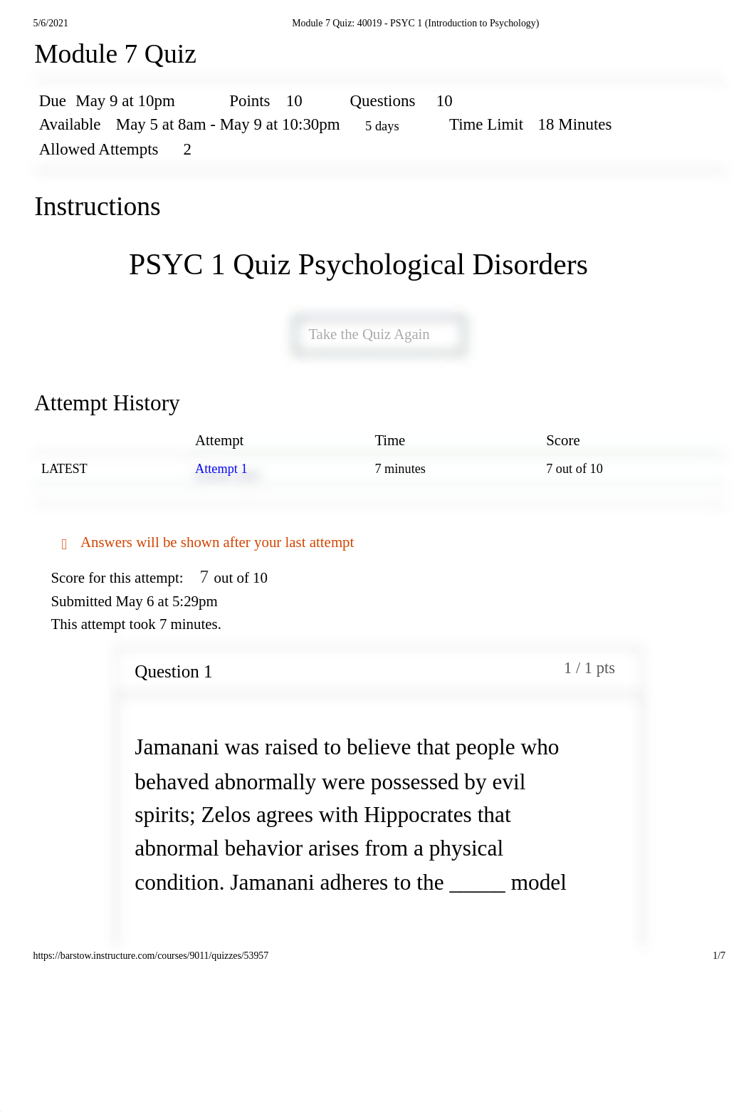 Module 7 Quiz_ 40019 - PSYC 1 (Introduction to Psychology).pdf_dr88akp6ctd_page1