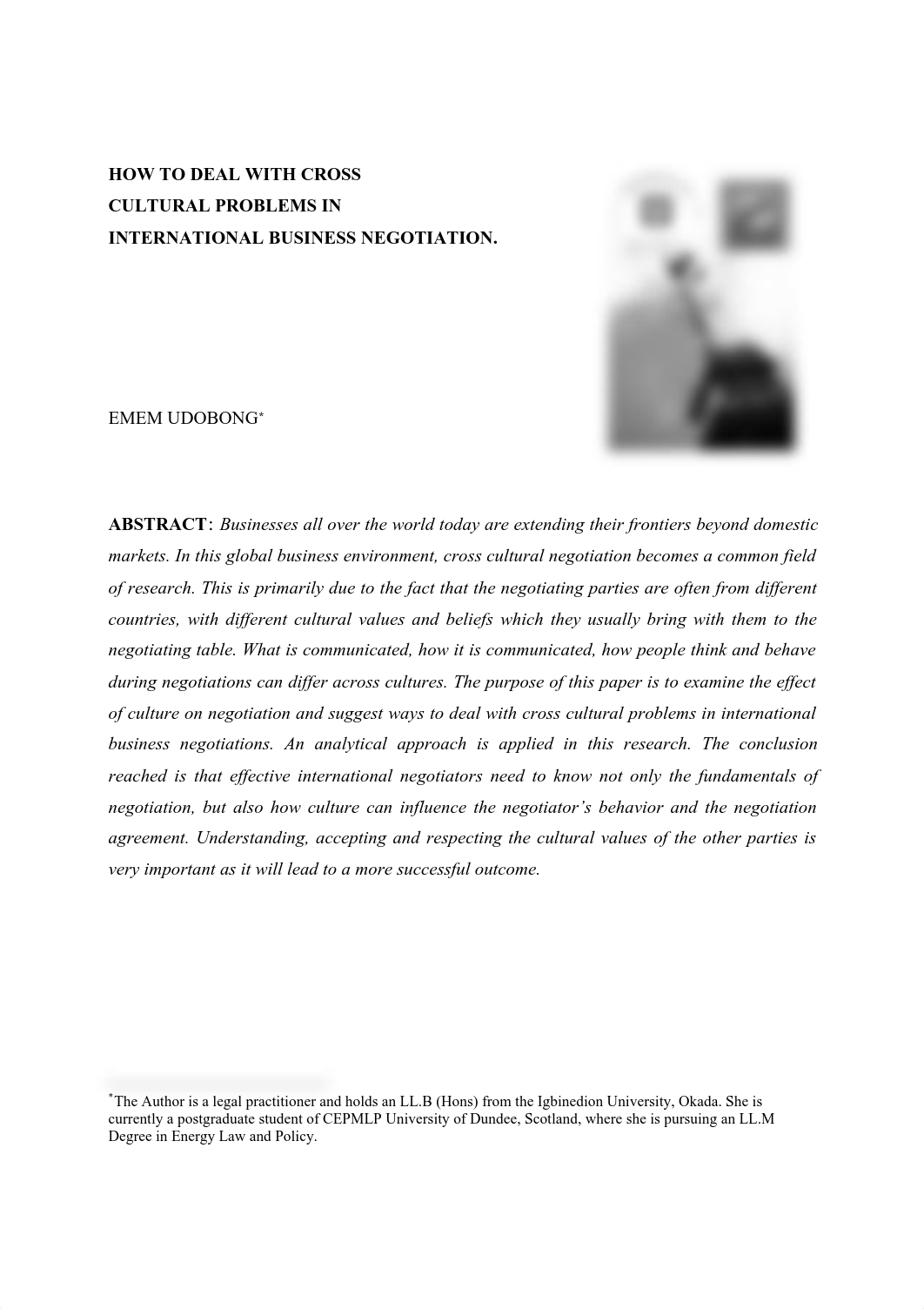 HOW TO DEAL WITH CROSS Cultural Problems in INTERNATIONAL BUSINESS NEGOTIATION.pdf_dr8ieubt6wi_page1