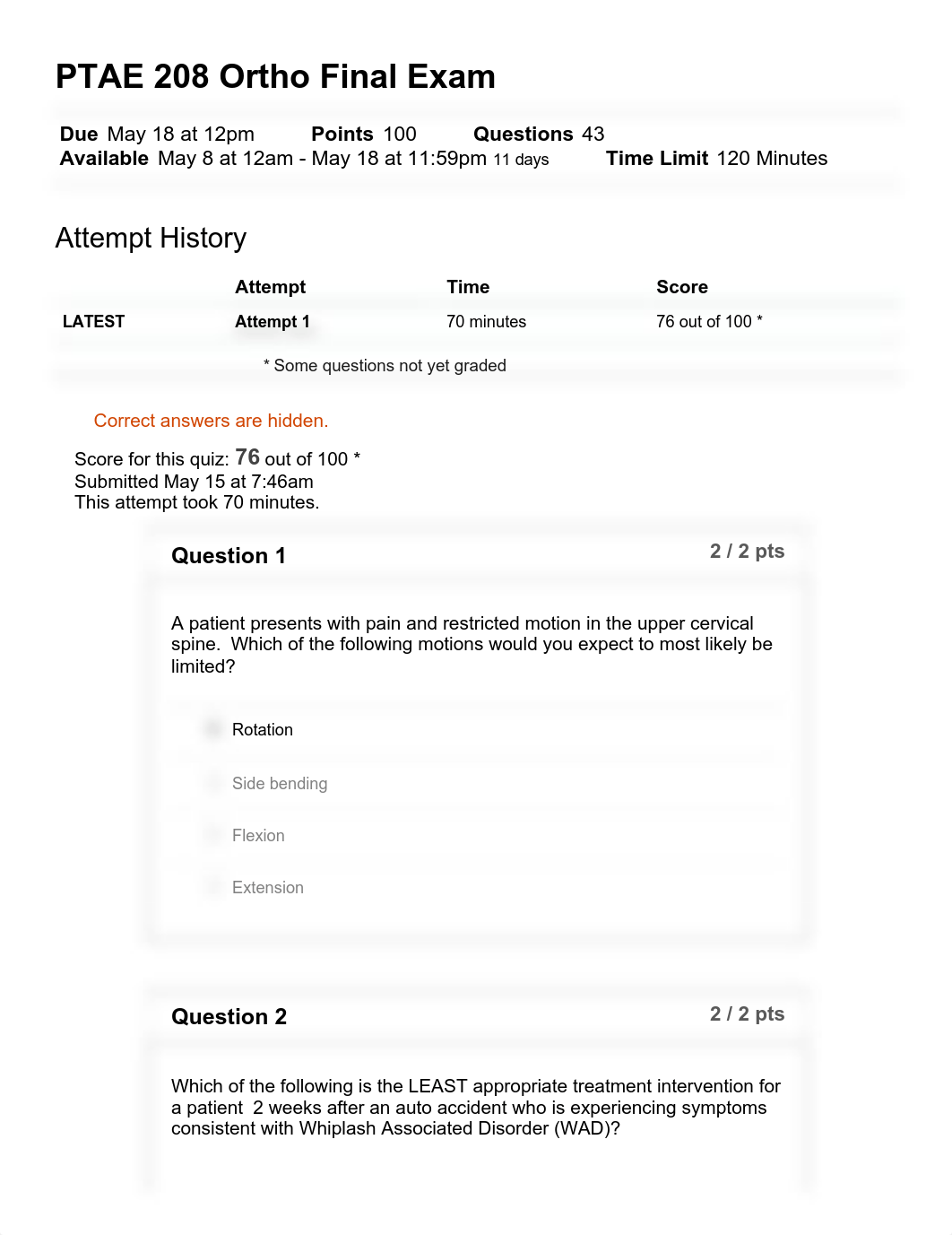 PTAE 208 Ortho Final Exam_ 2020SP PTAE-208-100_101 MRG Orthopedic Rehabilitation.pdf_drbaotb7aw1_page1