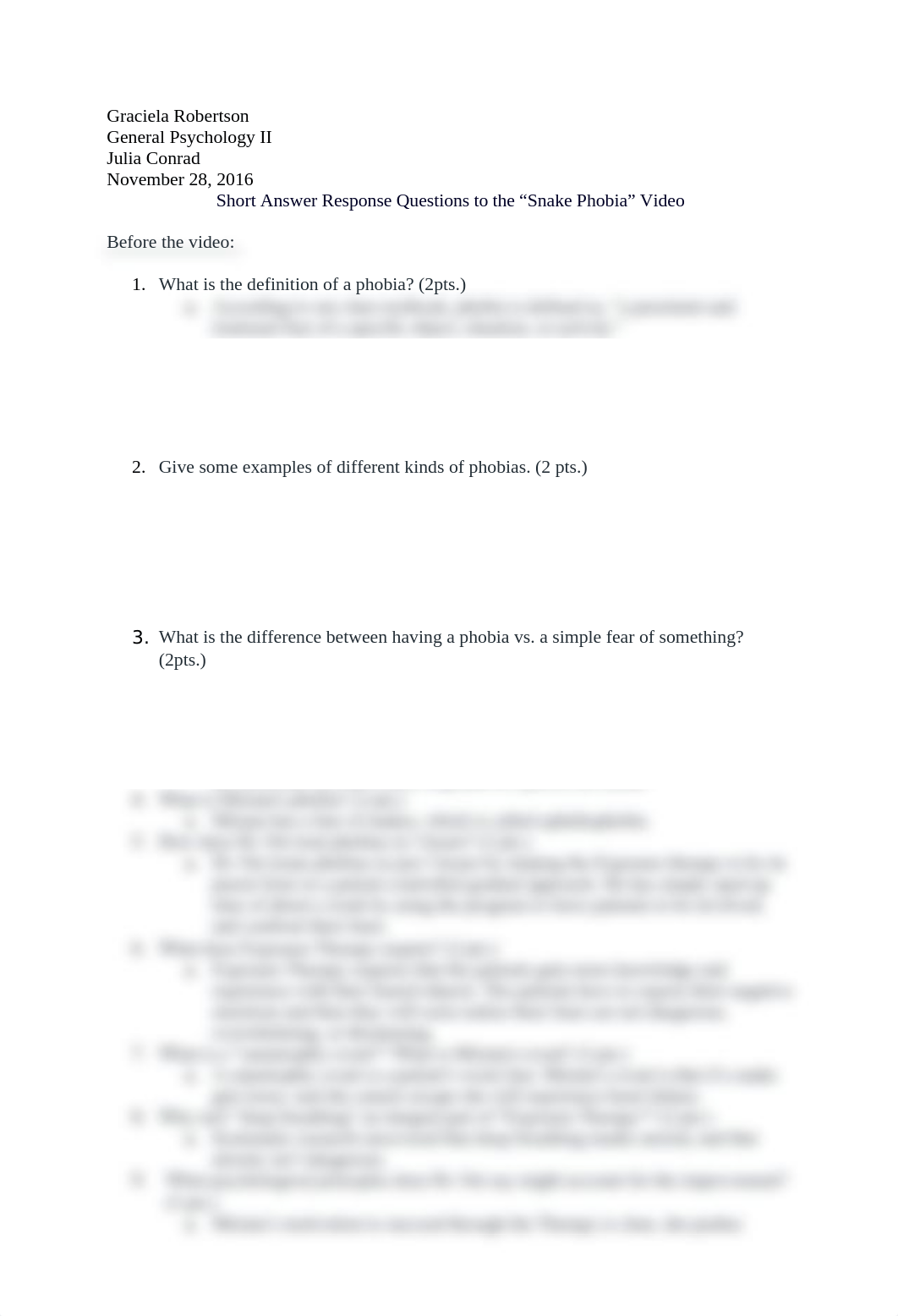 Short Answer Response Questions to the "Snake Phobia" Video_drbj6p7njus_page1